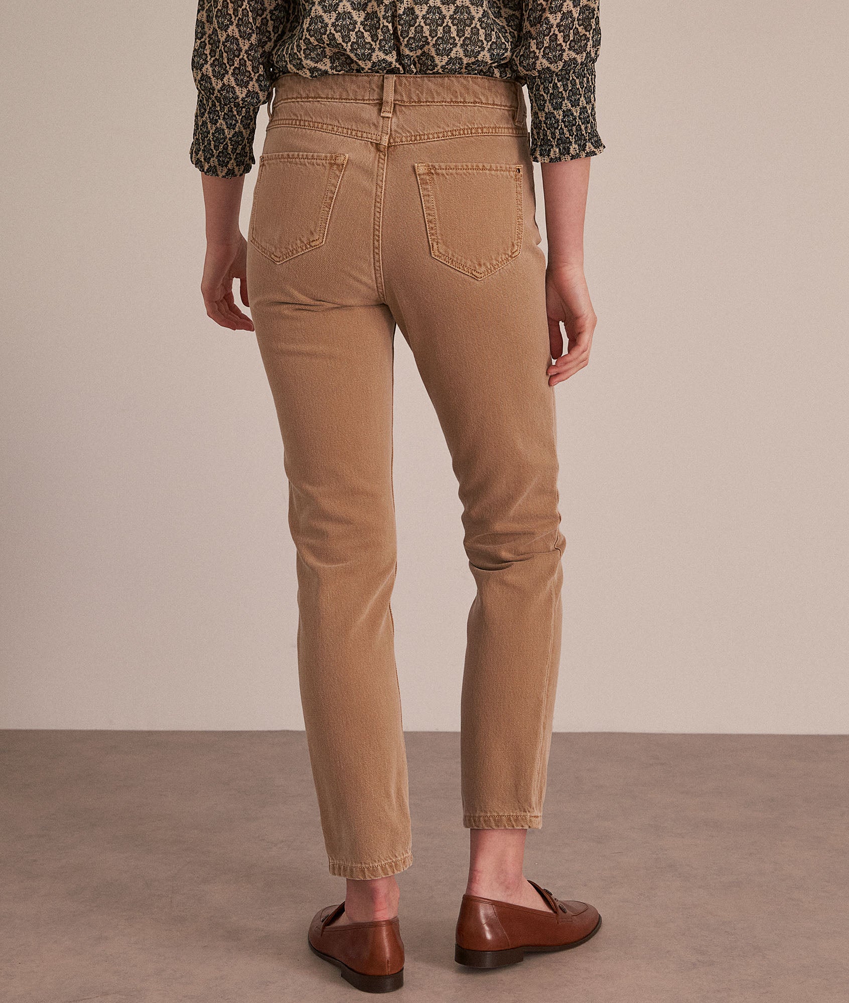 Jean en coton bio beige Prescilia Faume - seconde main