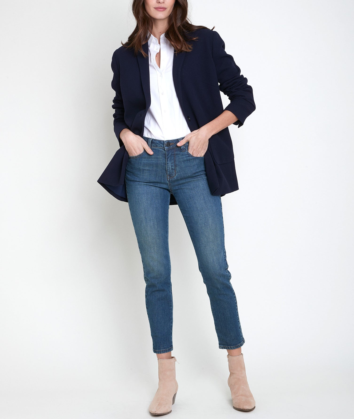 Veste marine gaufrée Thais Faume - seconde main