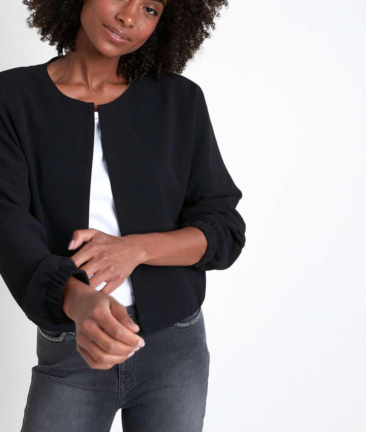 Veste en crêpe noire Taya Faume - seconde main