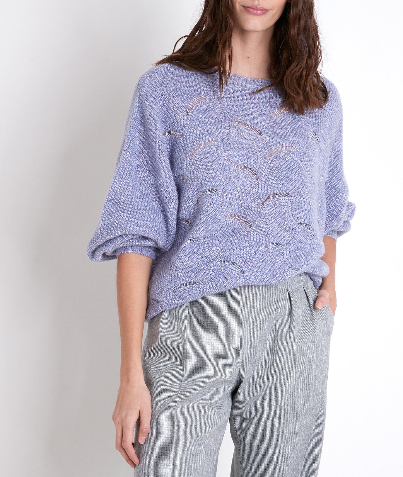 Pull mauve maille fantaisie Amanda Faume - seconde main