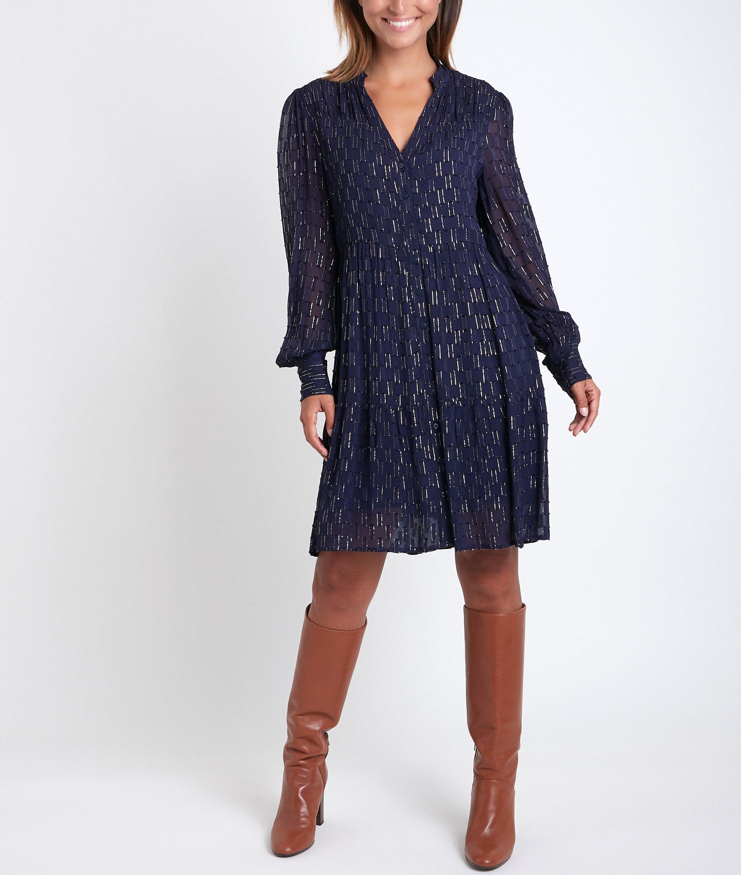 Robe marine à lurex Cassandra Faume - seconde main