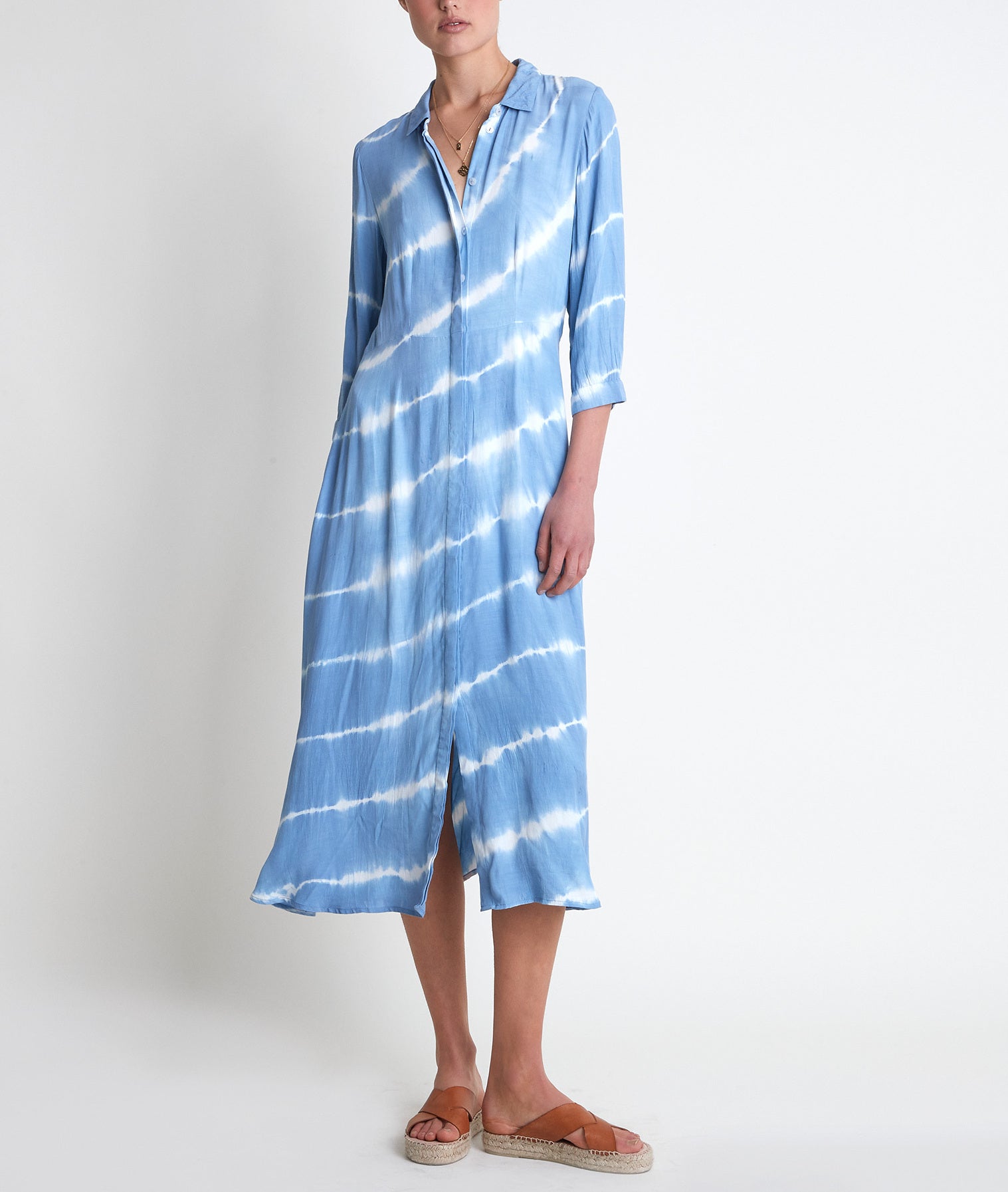 Robe chemise tie & dye bleu ciel Laurice Bis Faume - seconde main