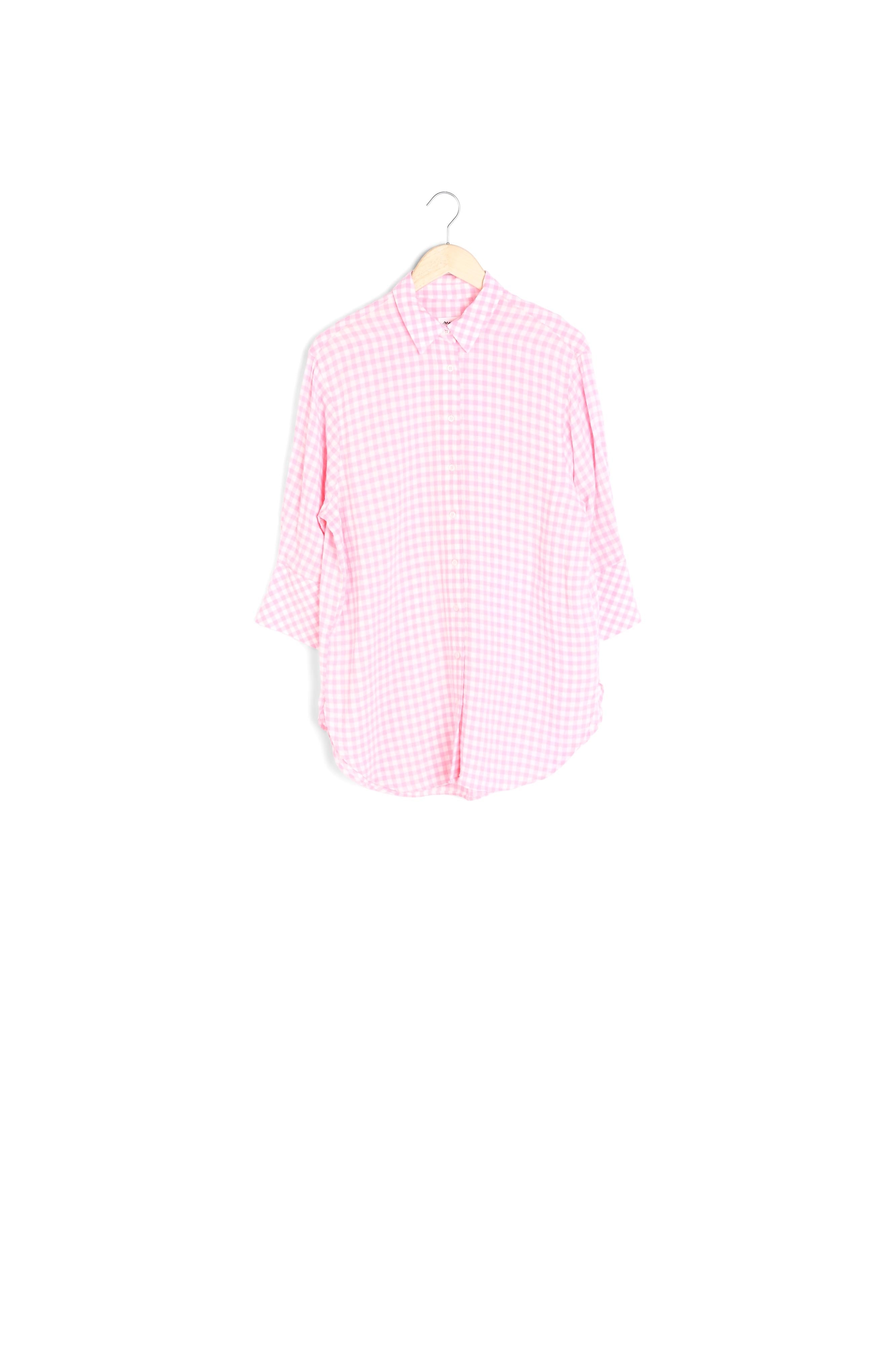 Chemise oversize en vichy rose Clemence Faume - seconde main