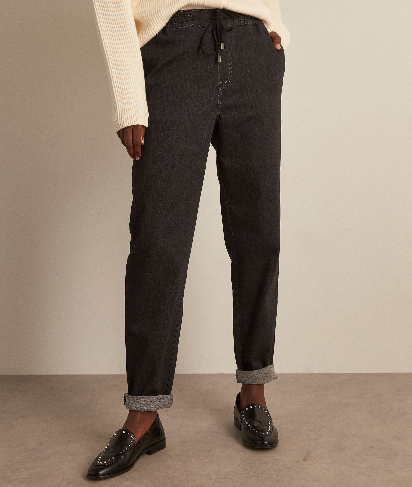 Jean esprit sportswear en coton noir Noor Faume - seconde main