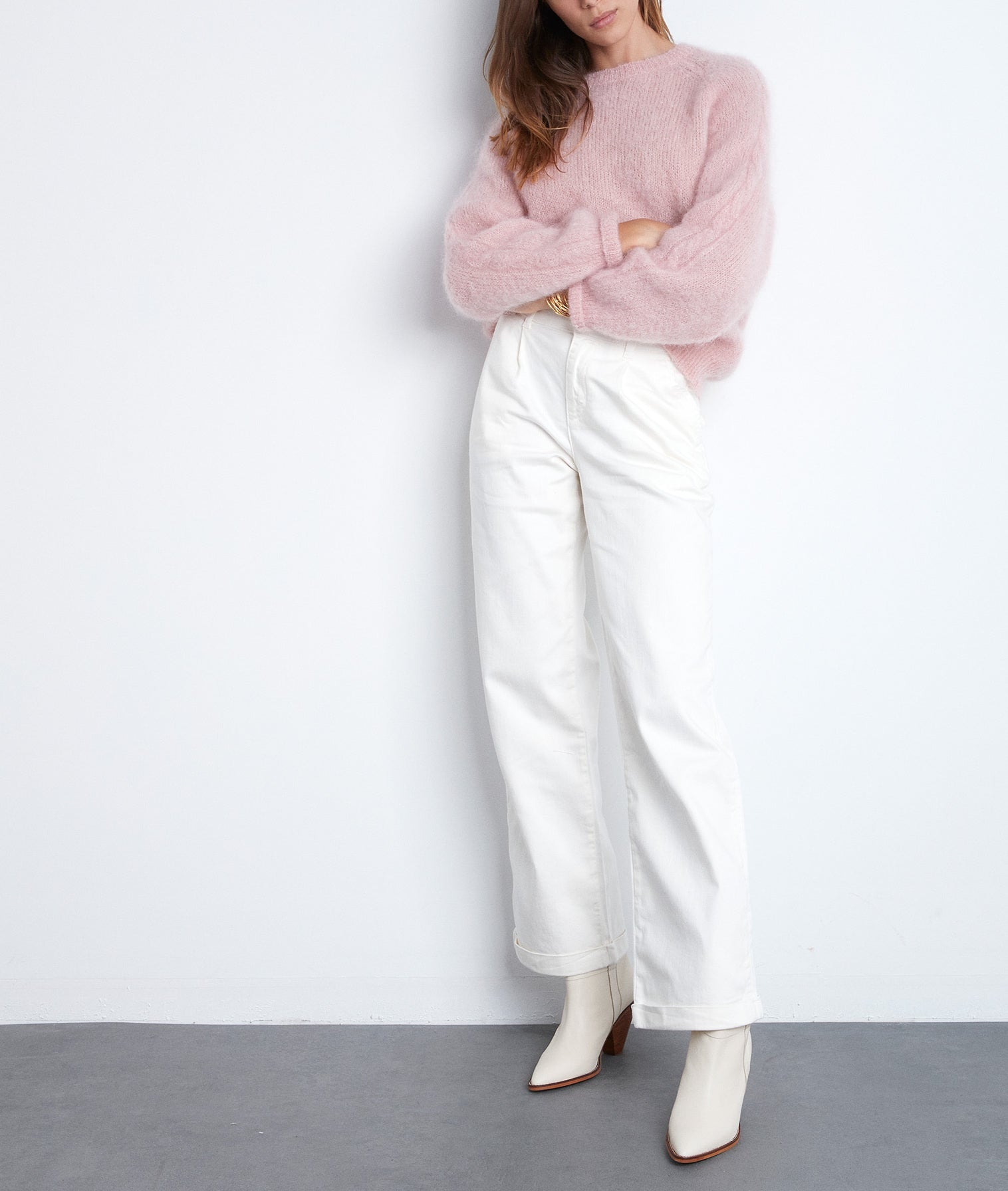 Pull oversize en mohair rose Tasha Faume - seconde main