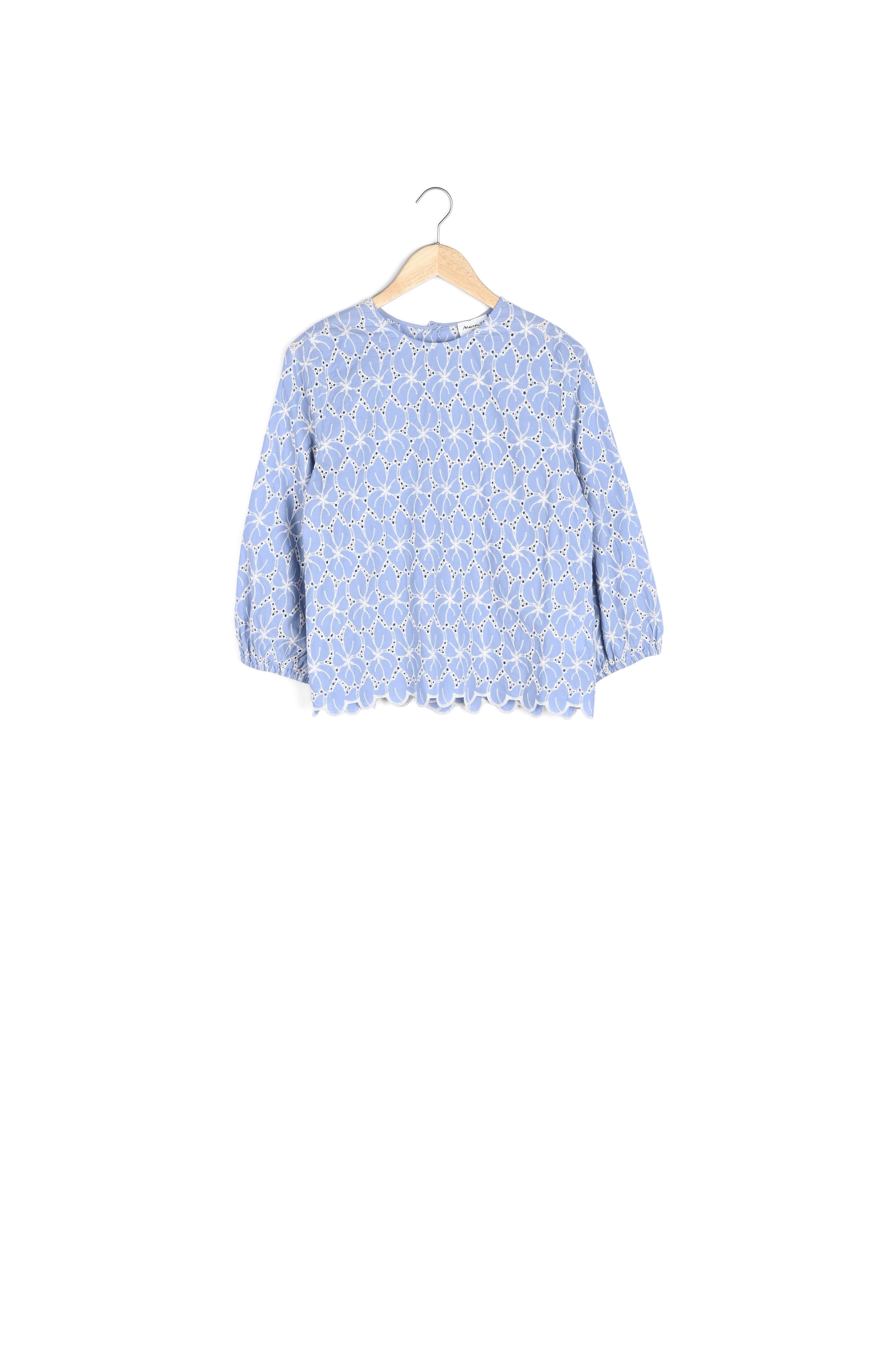Blouse en coton brodé bleu clair Lindsay Faume - seconde main