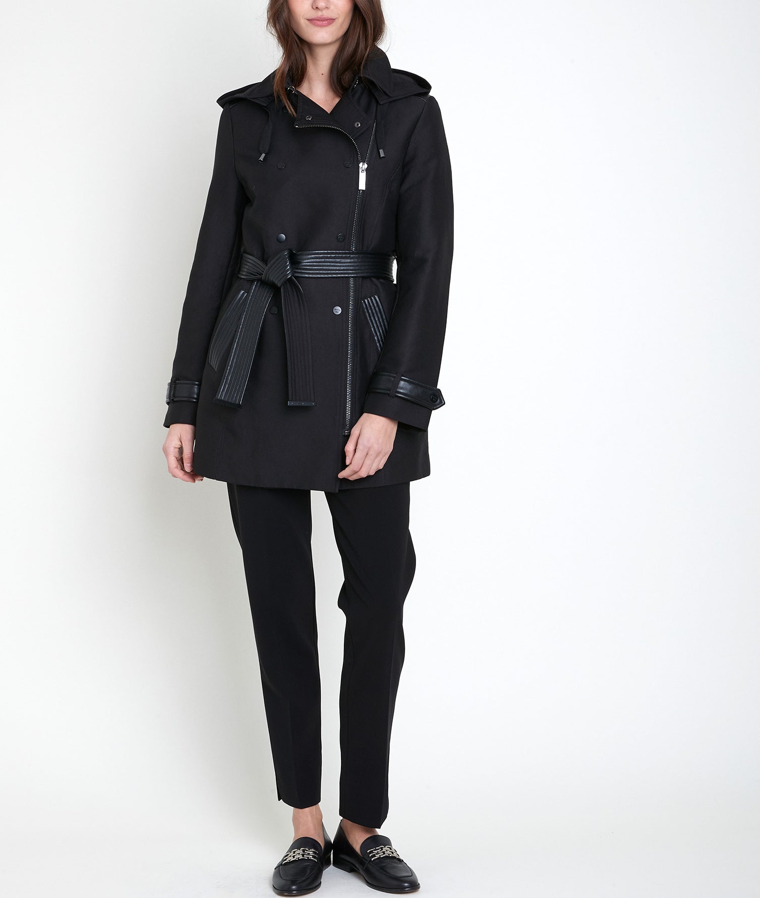 Trench empiècement faux cuir Sakura Faume - seconde main