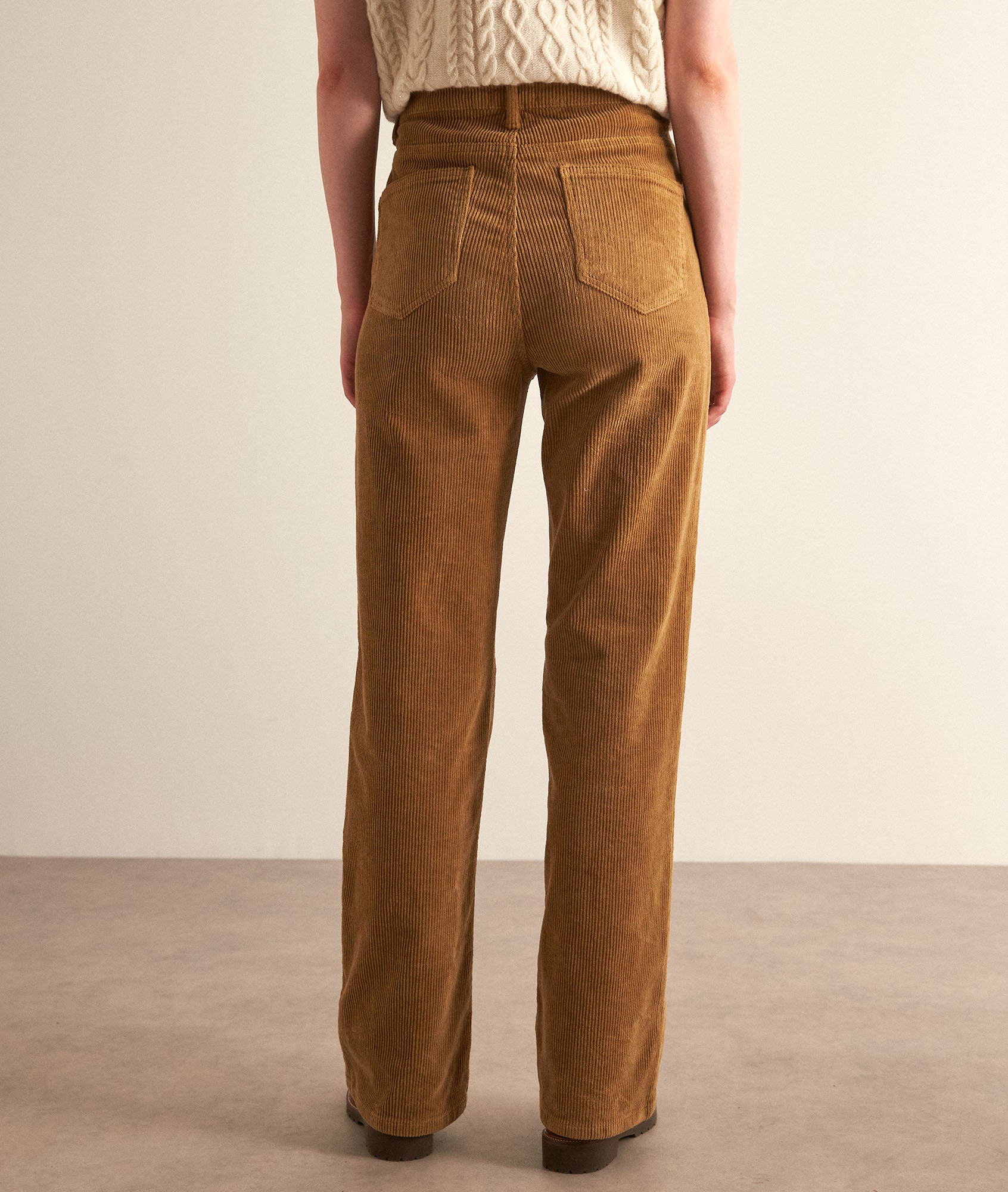 Pantalon flare en velours bronze Ninon Faume - seconde main