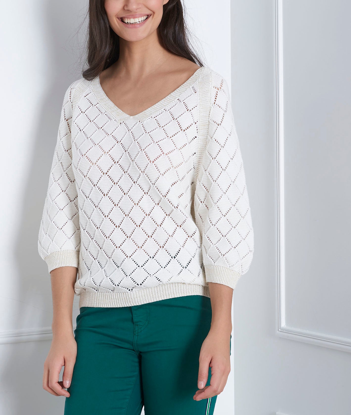 Pull crème ajouré Aquarelle Faume - seconde main