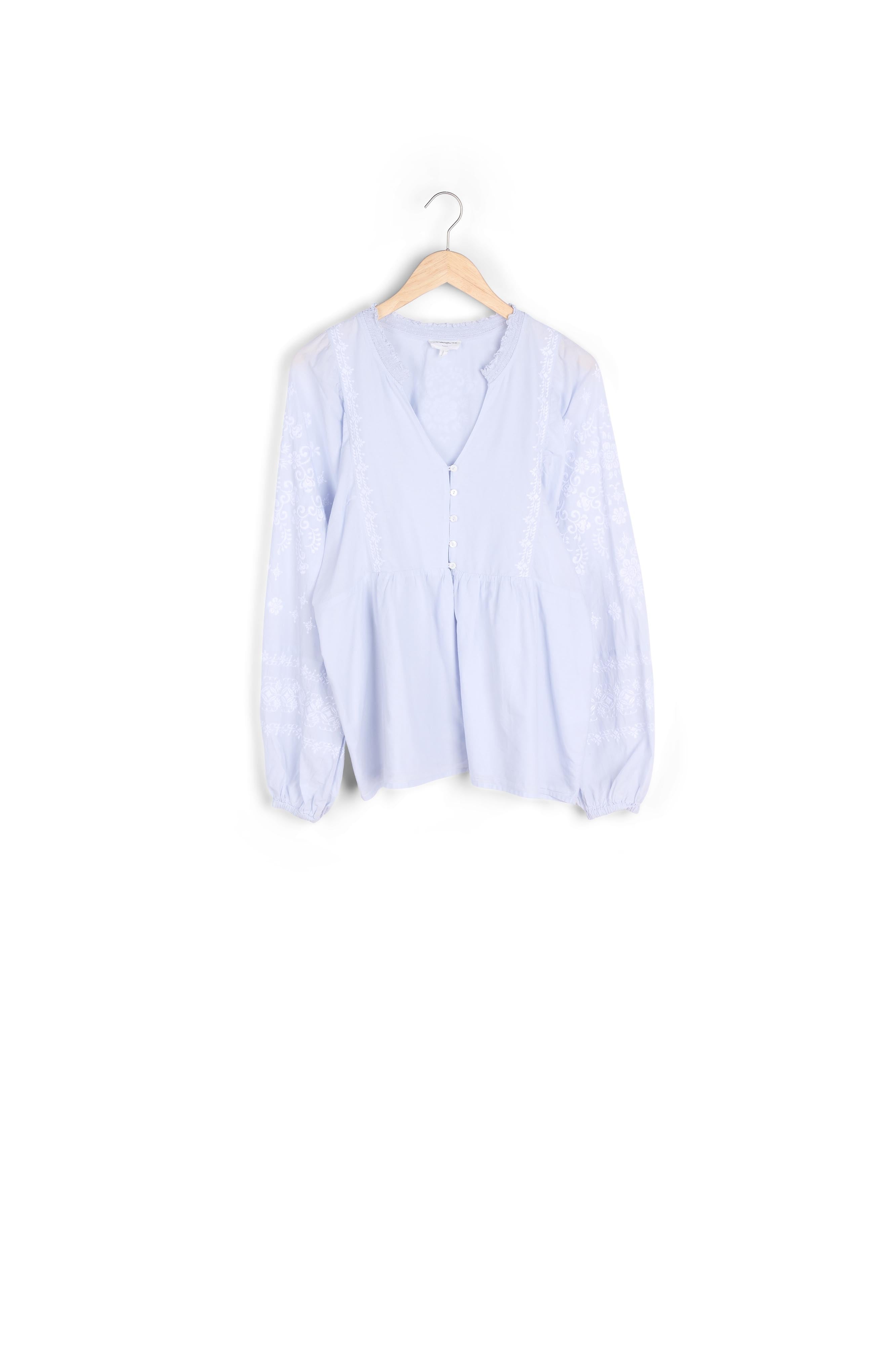 Blouse brodée en coton bleu ciel Anna Faume - seconde main