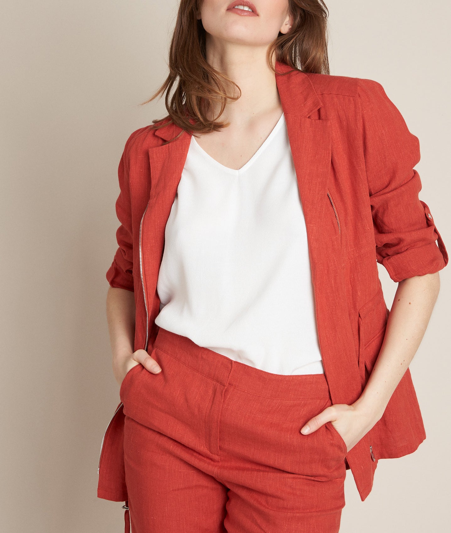 Veste saharienne en lin brique Lucie Faume - seconde main