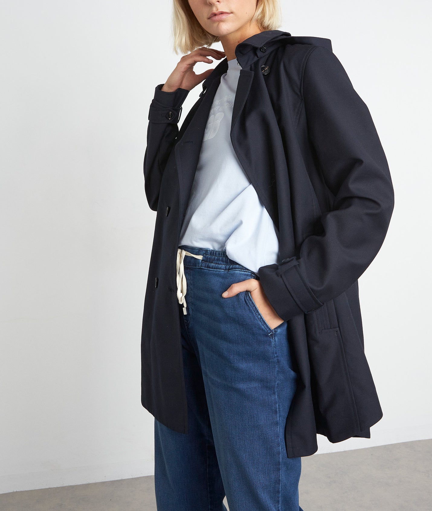 Trench à capuche marine KATE Faume - seconde main