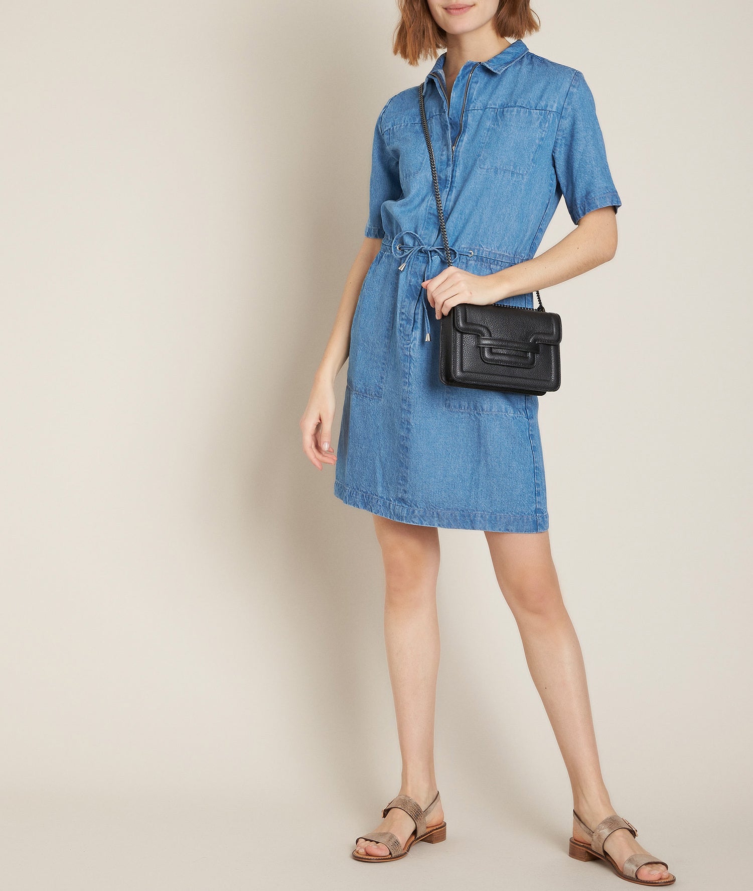 Robe en denim droite en Lyocell Camelia Faume - seconde main