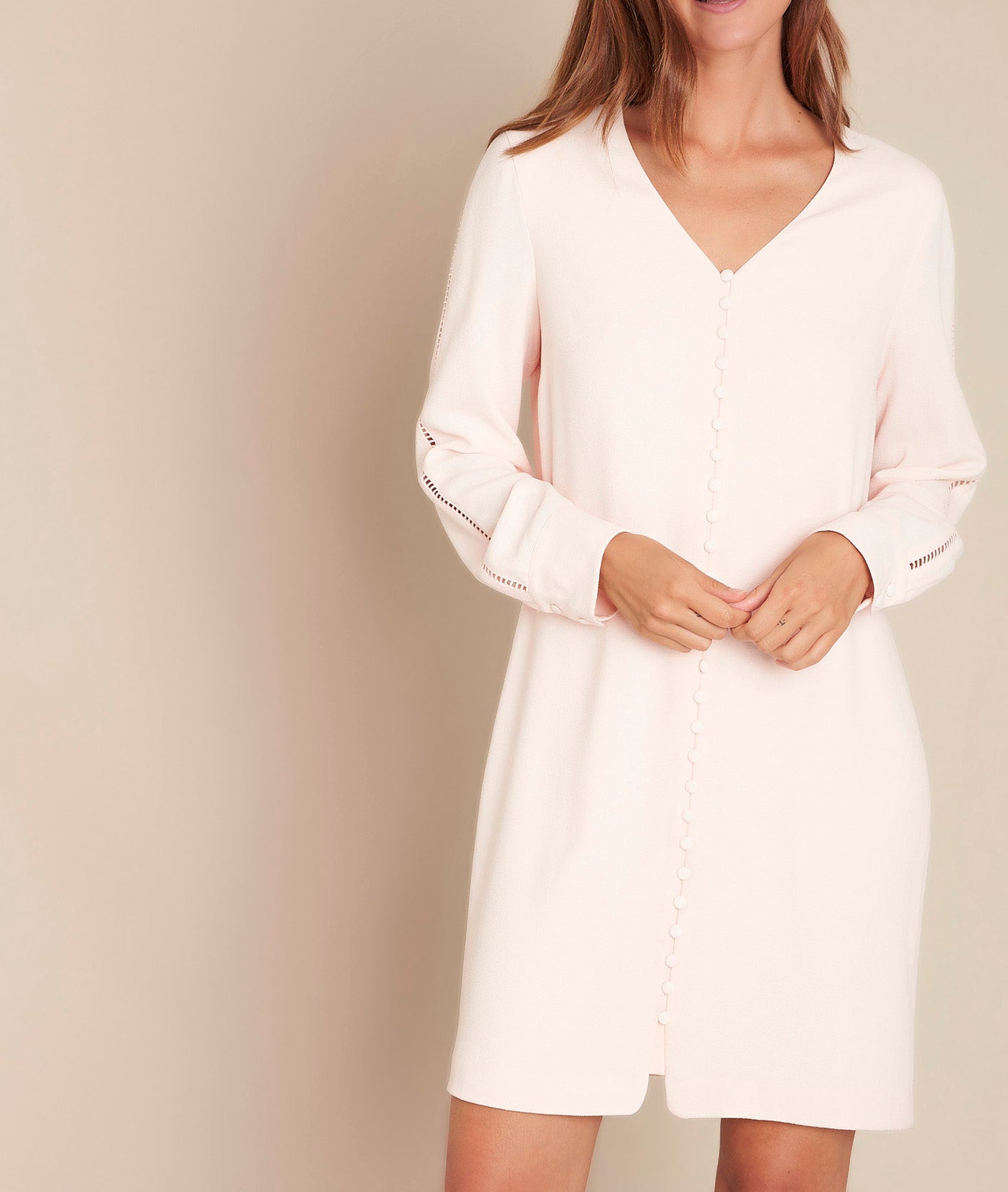 Robe rose à boutons recouverts Isaure Faume - seconde main