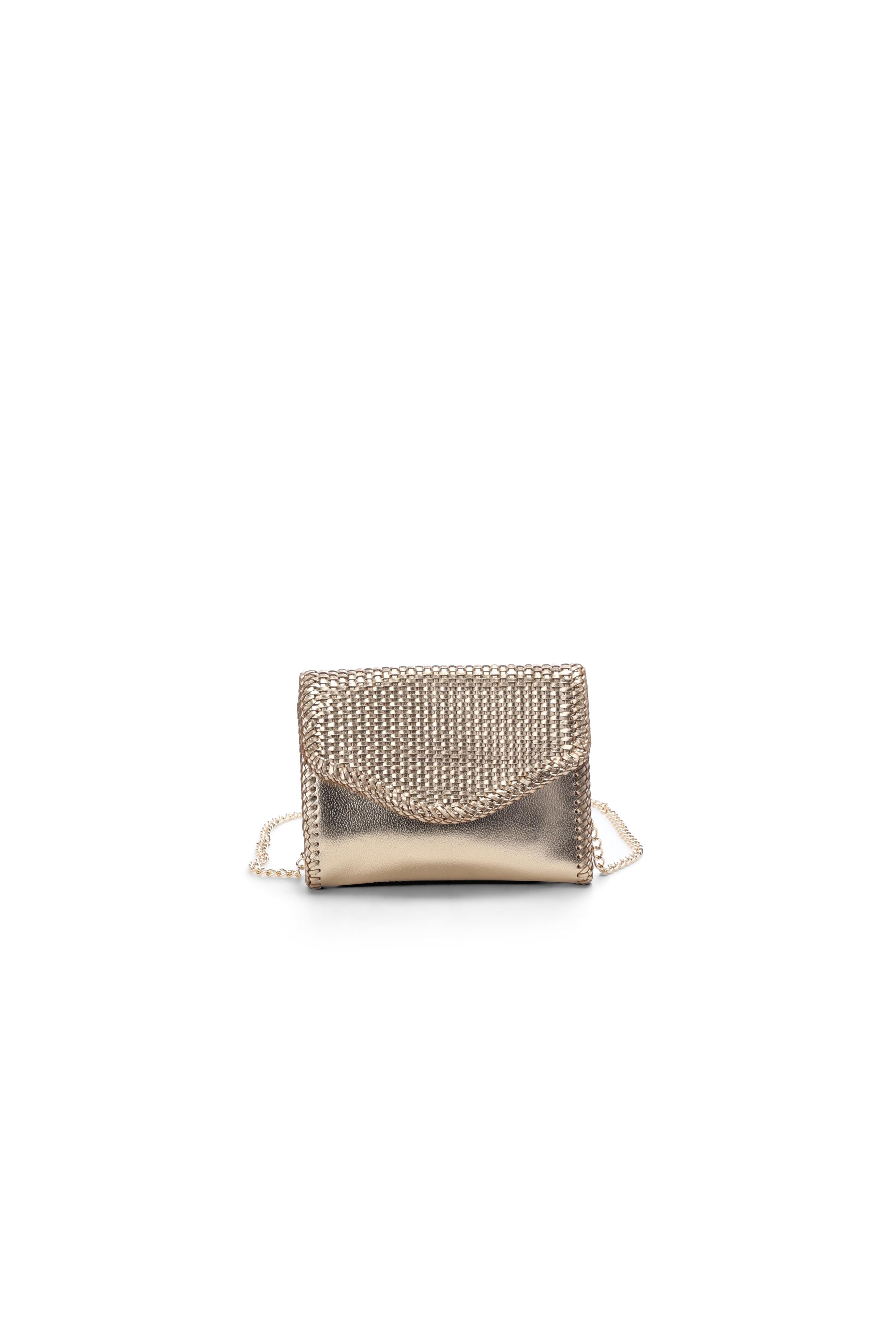 Pochette plate en cuir tressé doré Fady Faume - seconde main