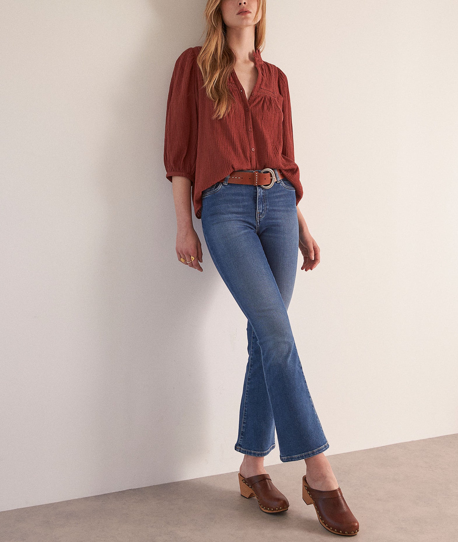 Blouse en gaze de coton brique Clara Faume - seconde main