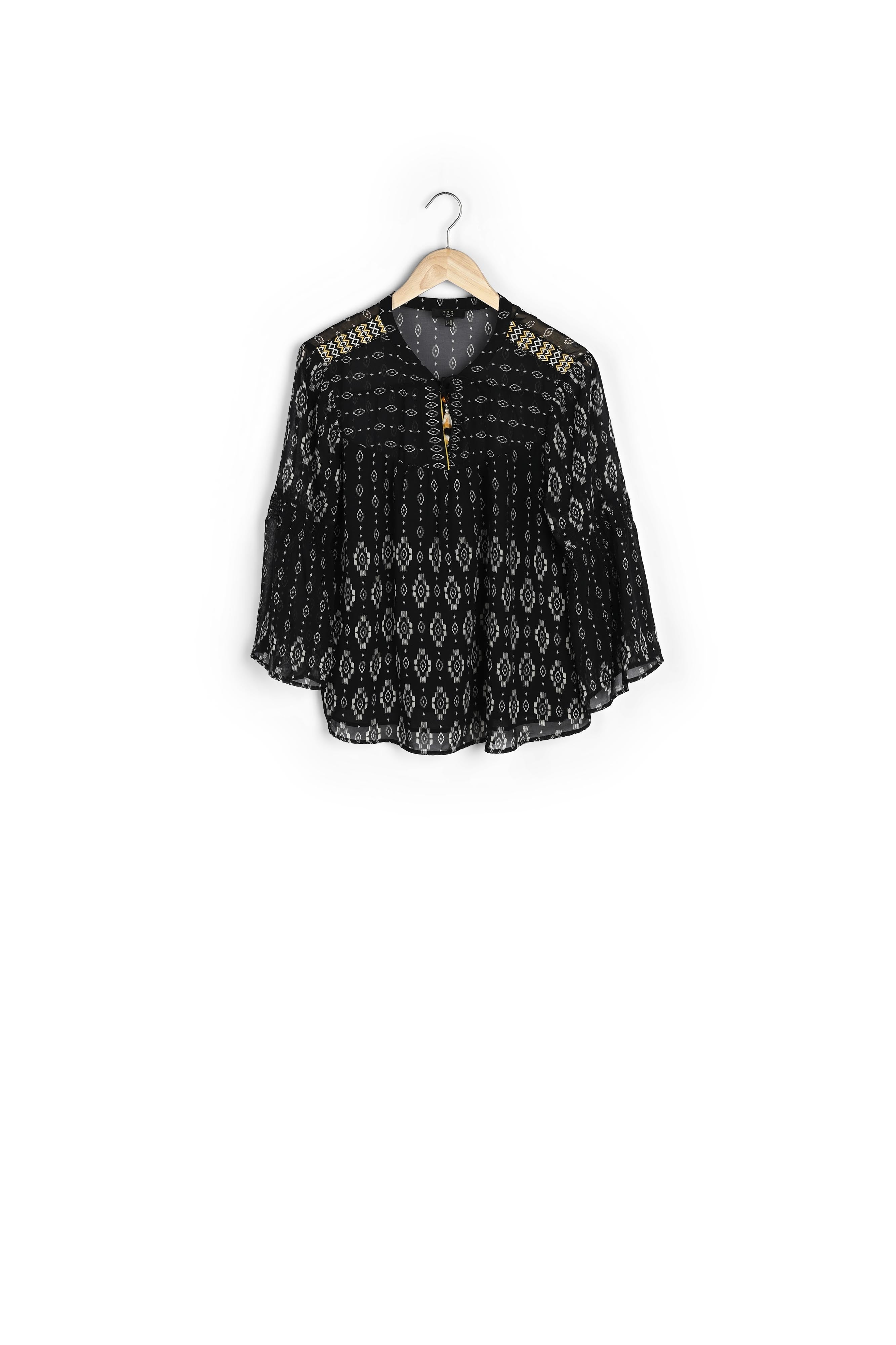 Blouse noire à motifs fantaisie Victoria Faume - seconde main