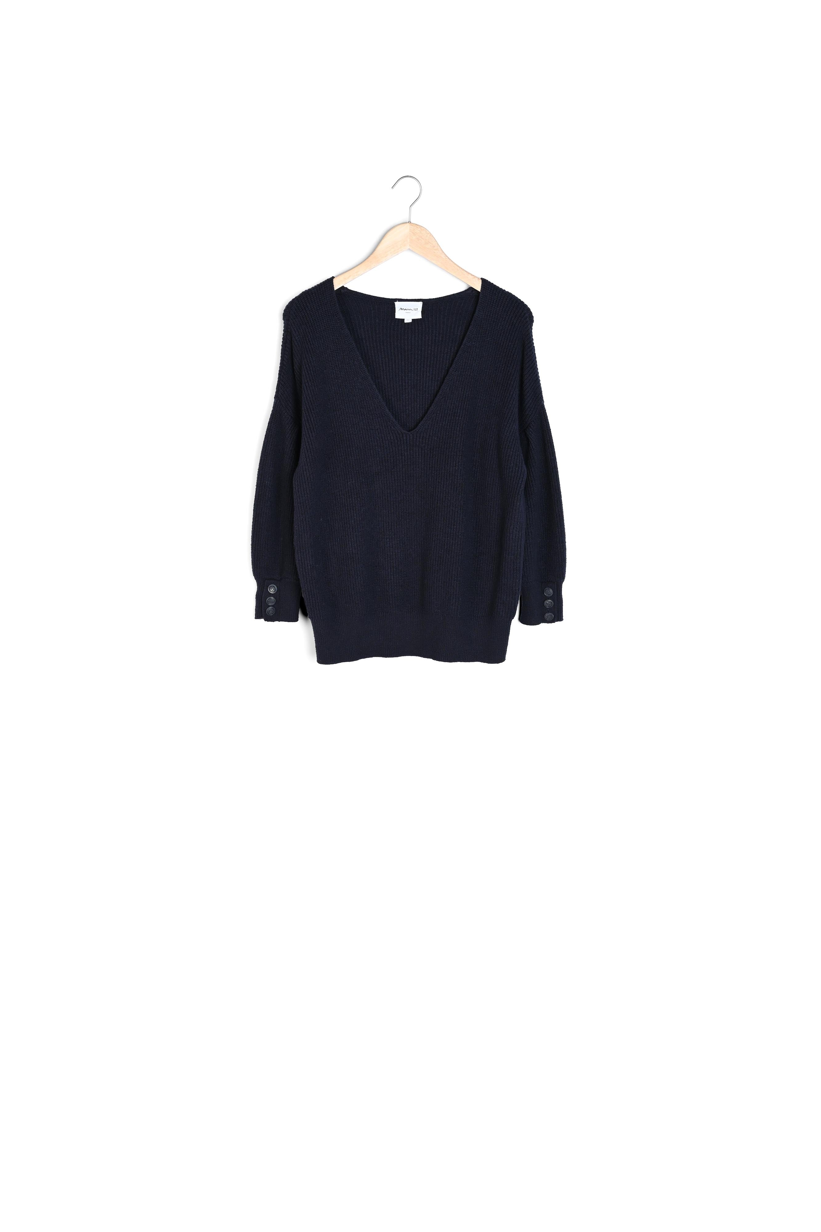 Pull au décolleté V profond marine Paraty Faume - seconde main