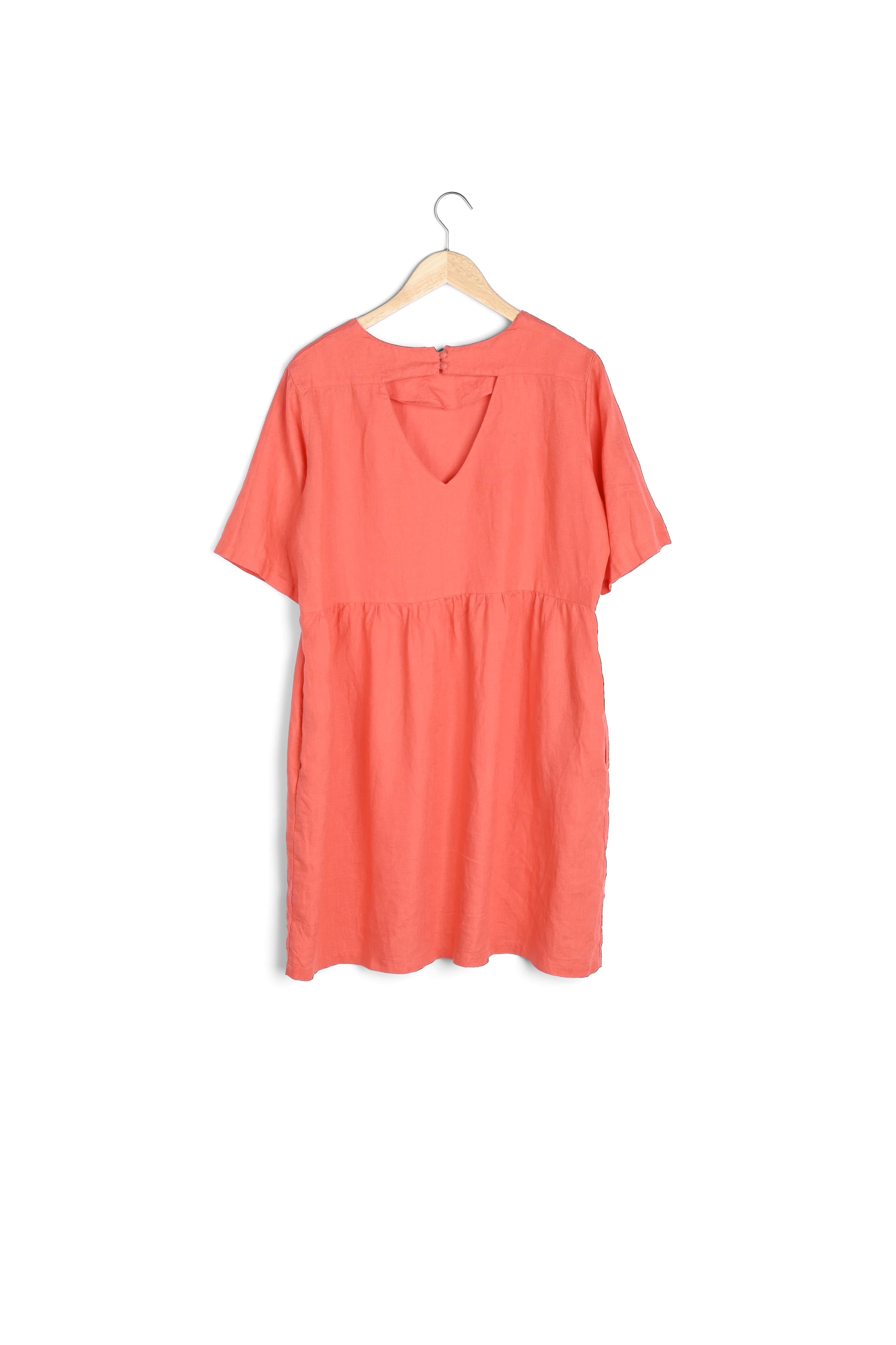 Robe en lin certifié corail Latoya Faume - seconde main
