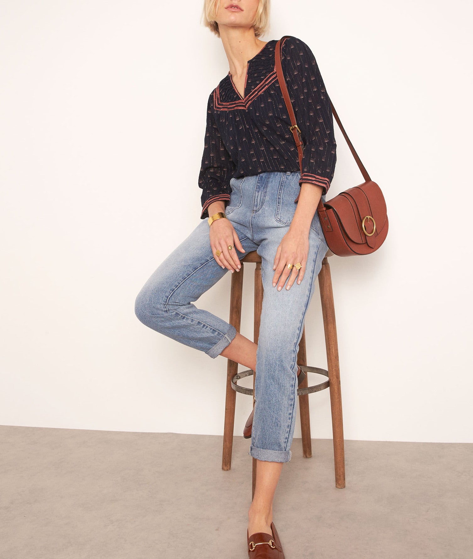 Jean en denim délavé à poches carrées Nalla Faume - seconde main