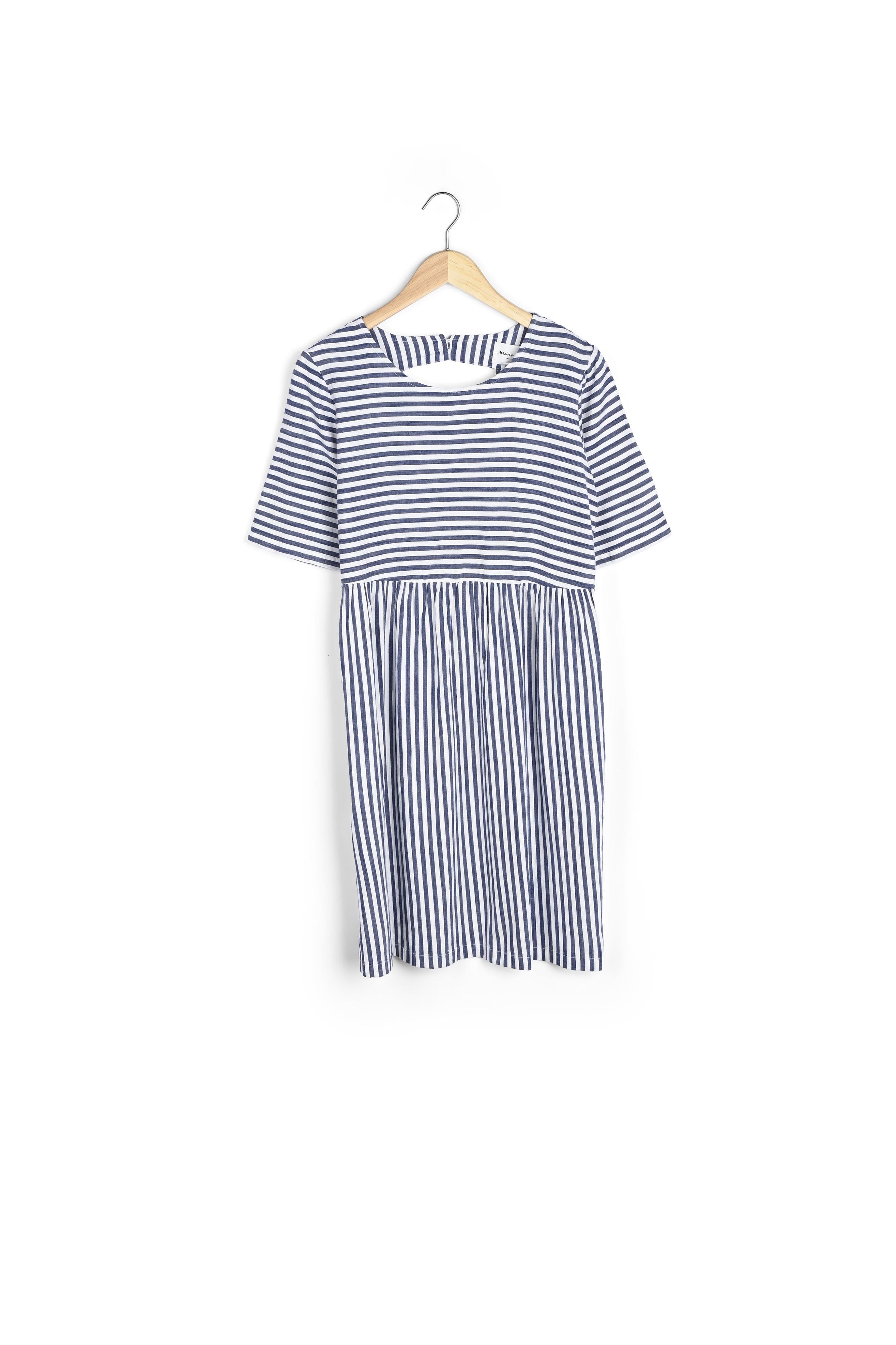 Robe rayée bleu ciel et blanche Chaima Faume - seconde main