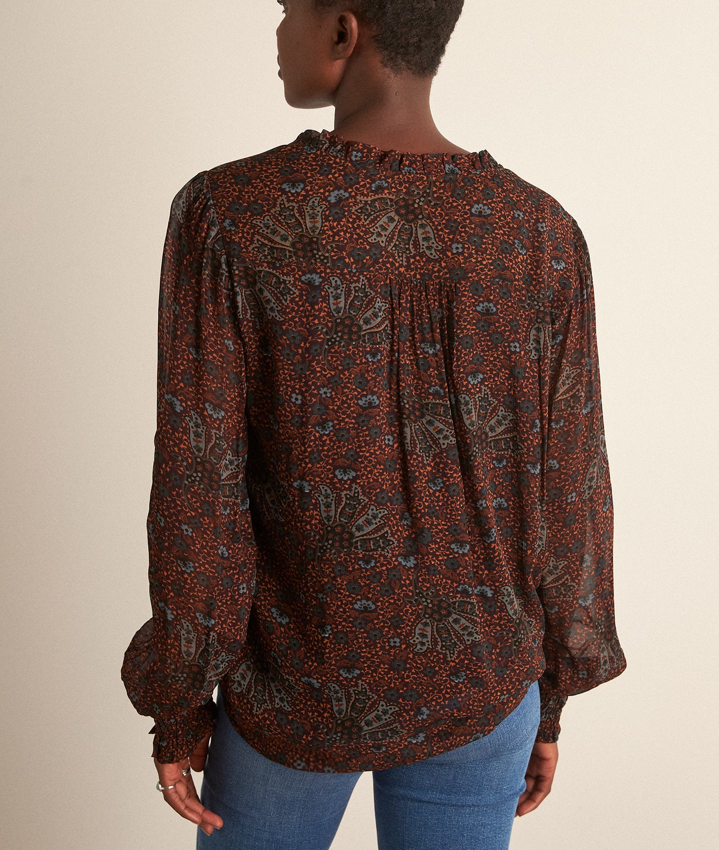 Blouse imprimée marron Lamie Faume - seconde main