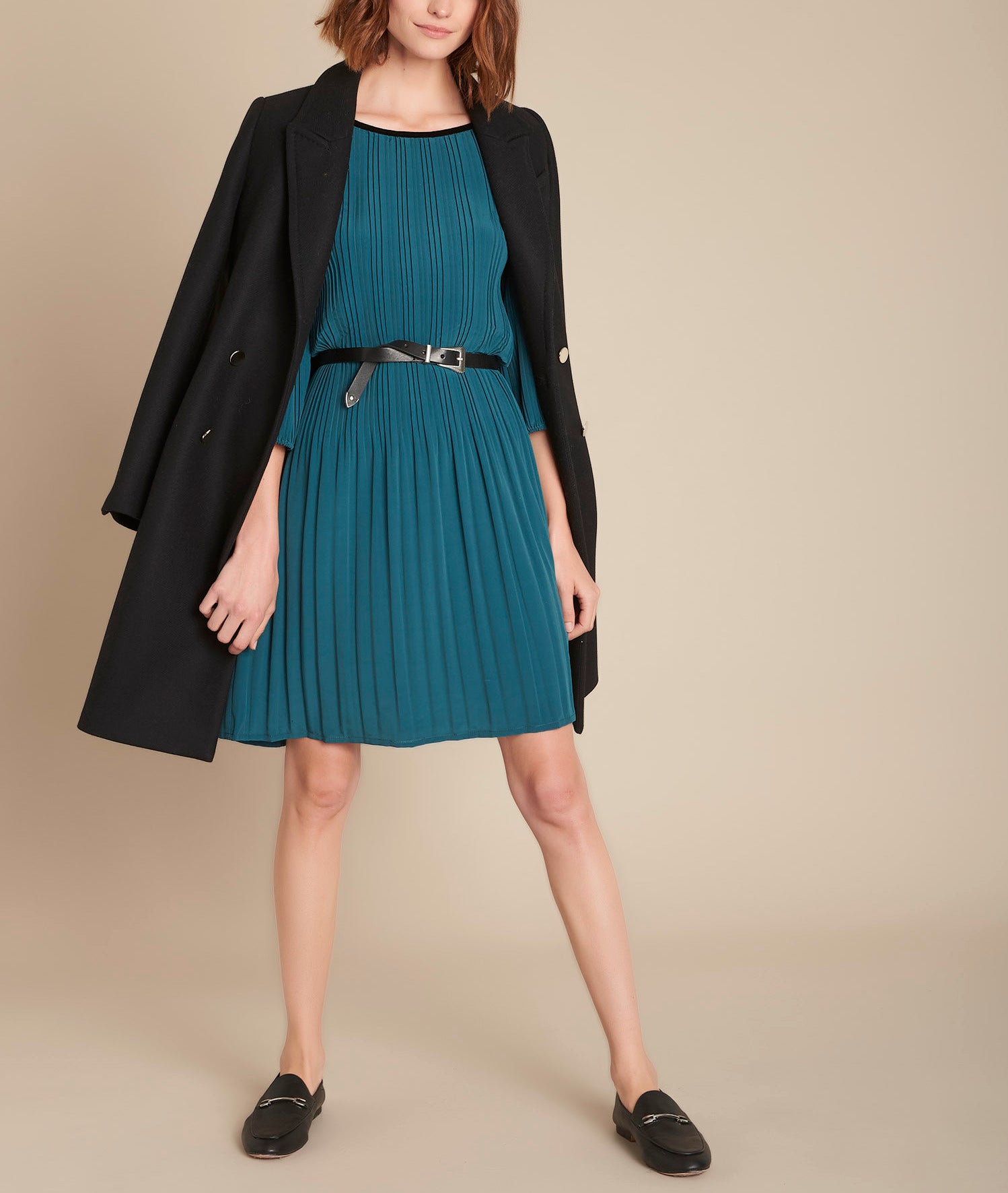 Robe droite plissée Iris Faume - seconde main