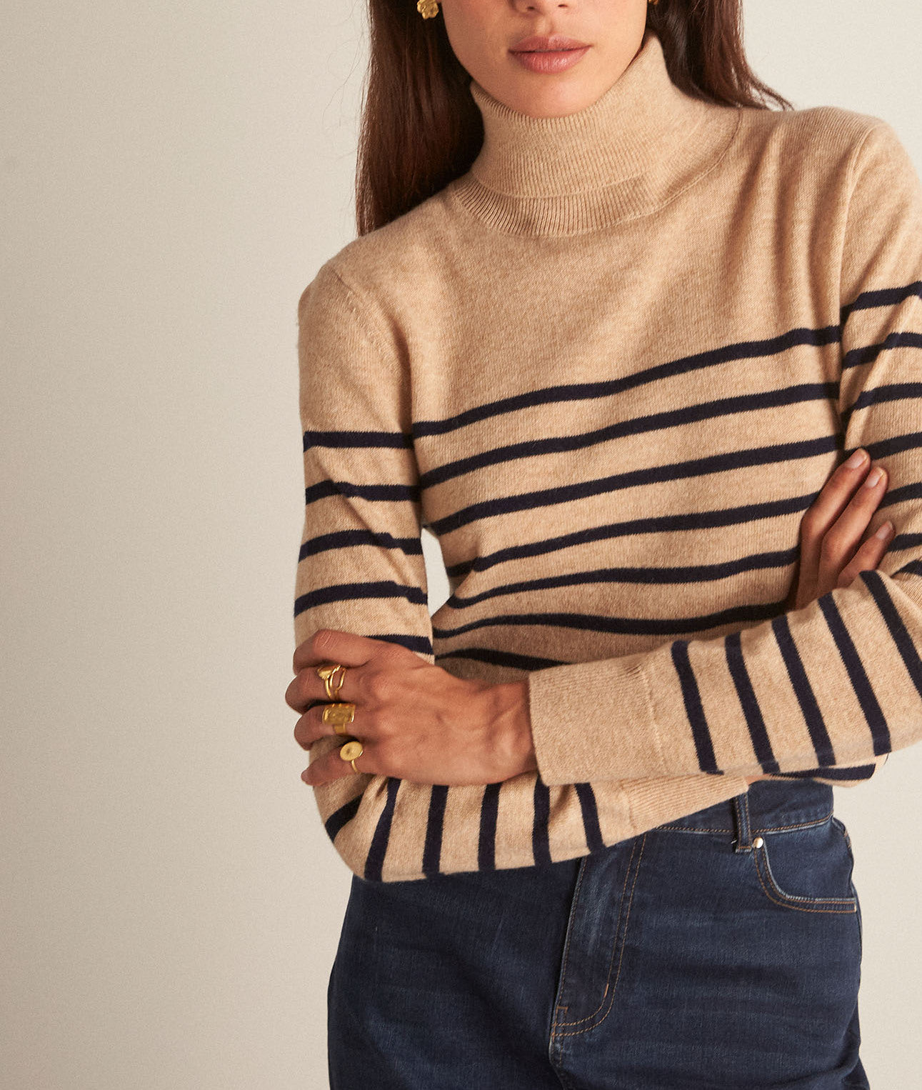 Pull marinière en laine responsable camel clair Barry Faume - seconde main