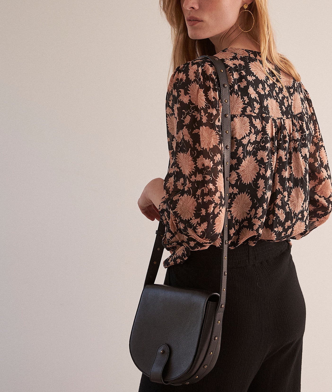 Blouse imprimée noire et poudre Anais Faume - seconde main