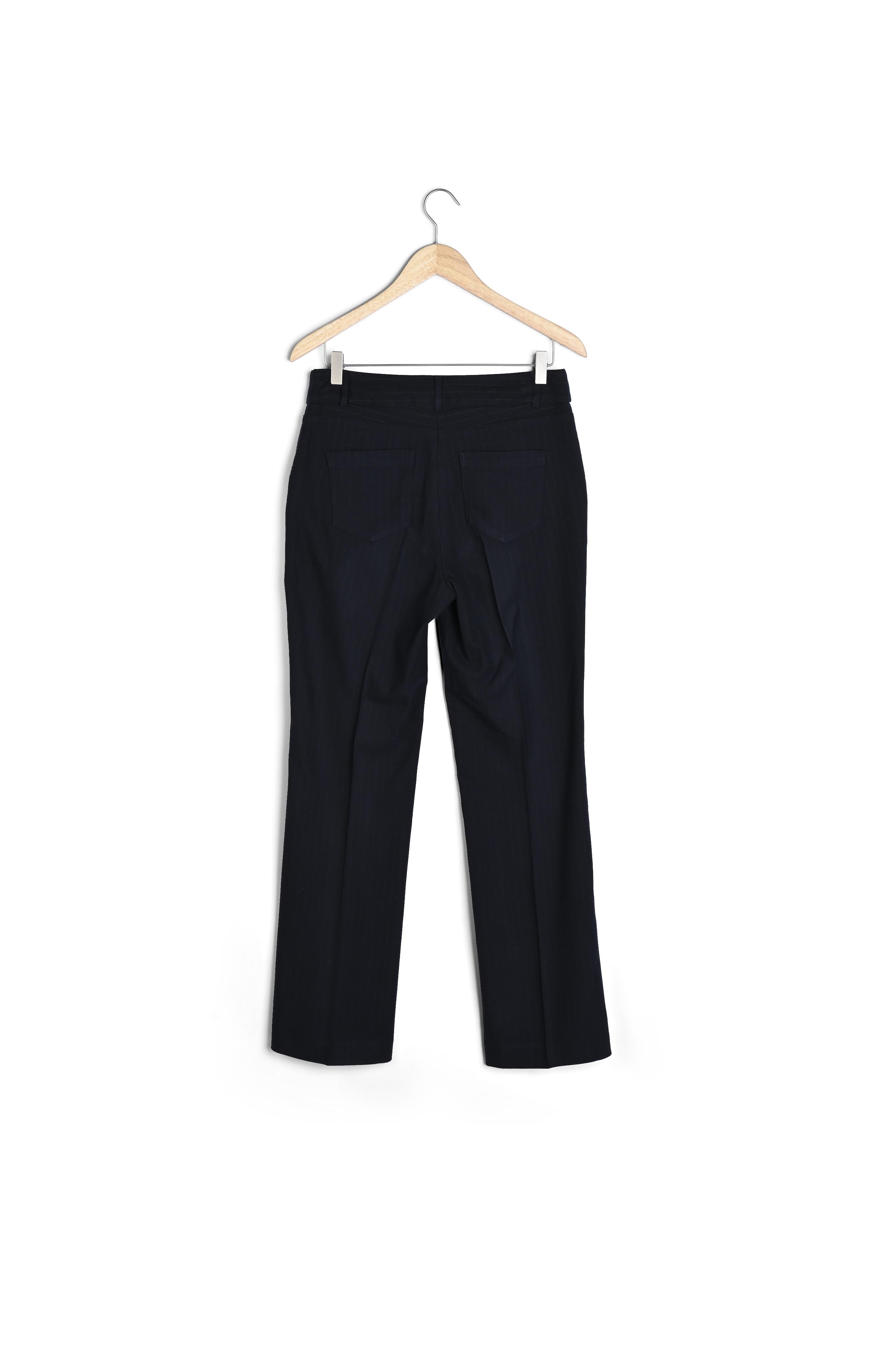 Pantalon de tailleur large rayé finement marine Ninon Faume - seconde main