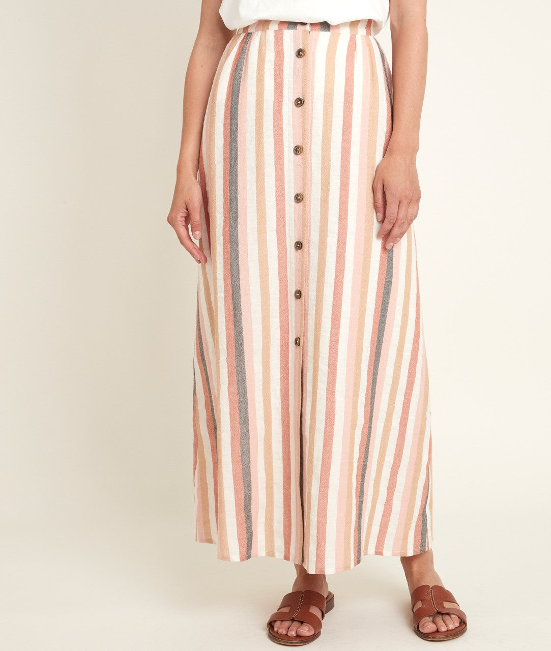 Jupe rayée boutonnée Genny Faume - seconde main