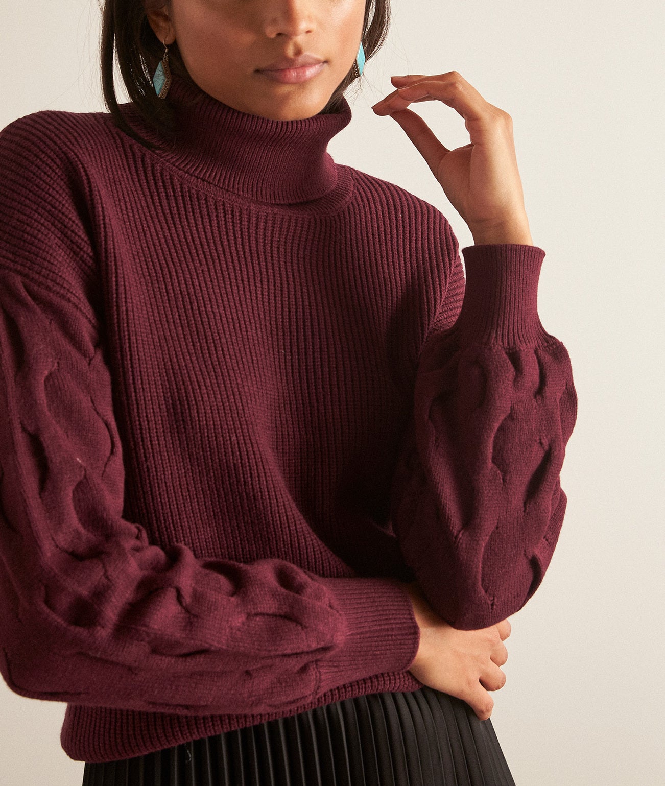 Pull en viscose EcoVero bordeaux Benito Faume - seconde main