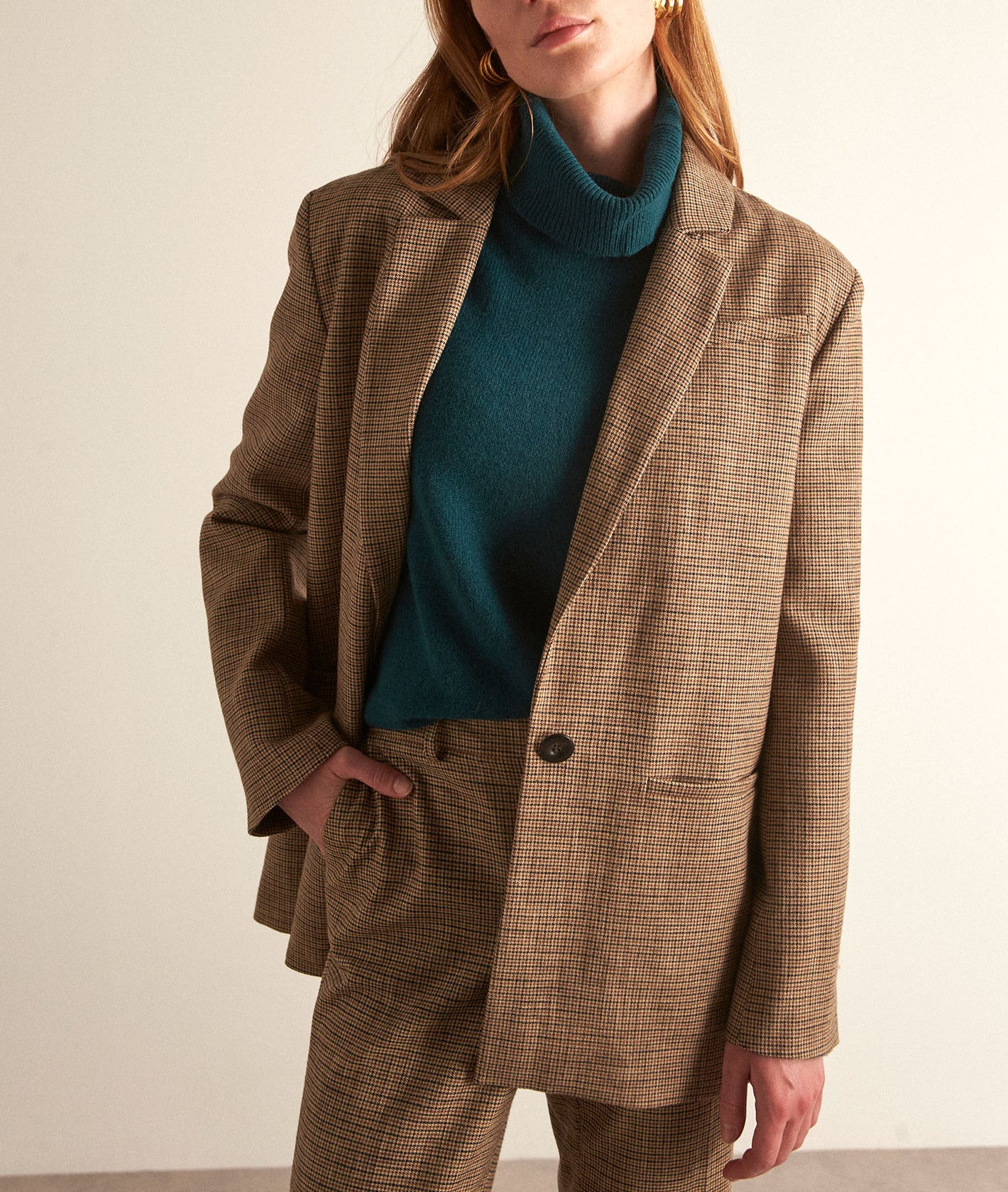 Veste de tailleur imprimé Prince de Galles Adele Faume - seconde main