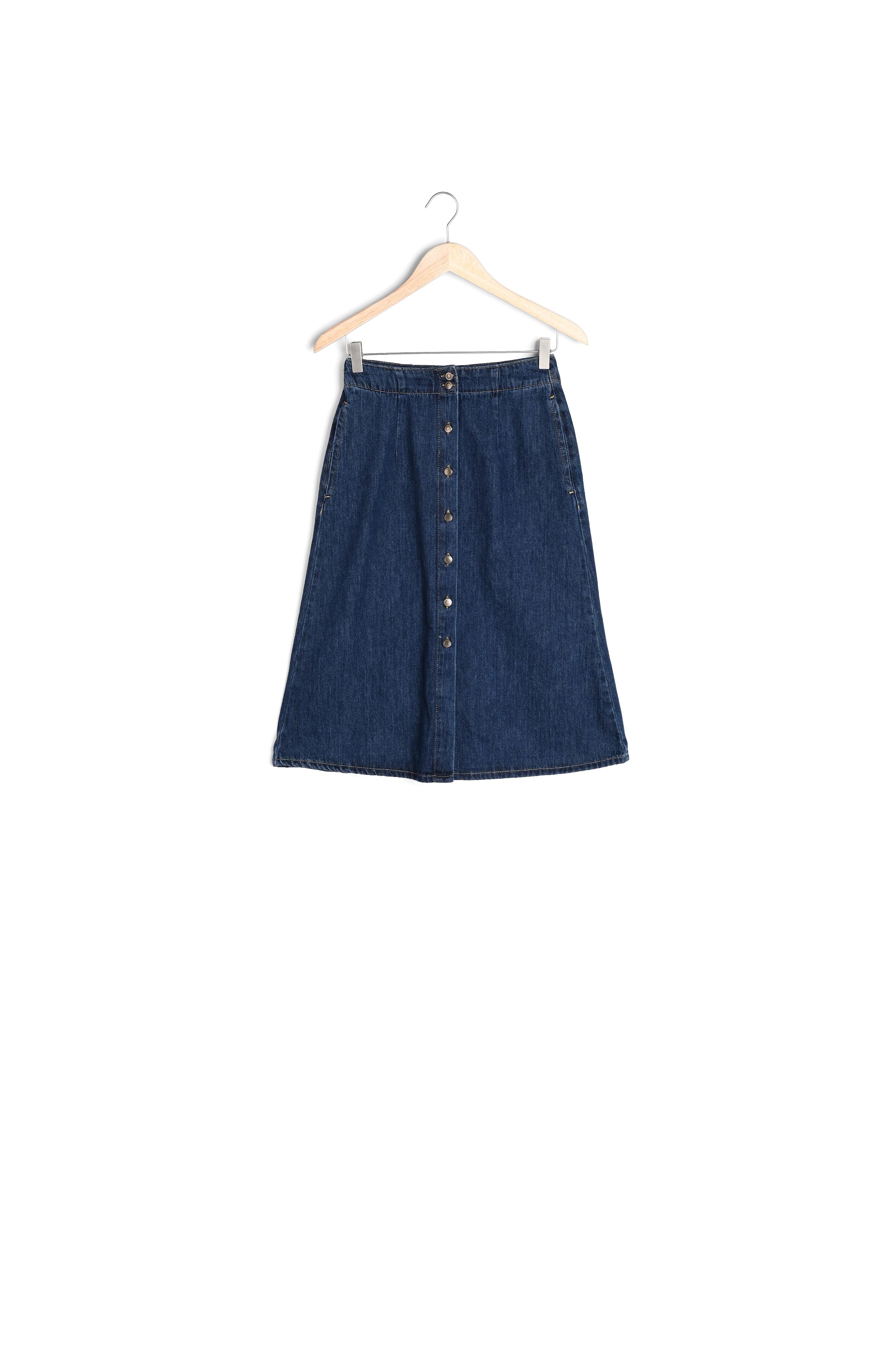 Jupe mi-longue en denim brut Ely Faume - seconde main