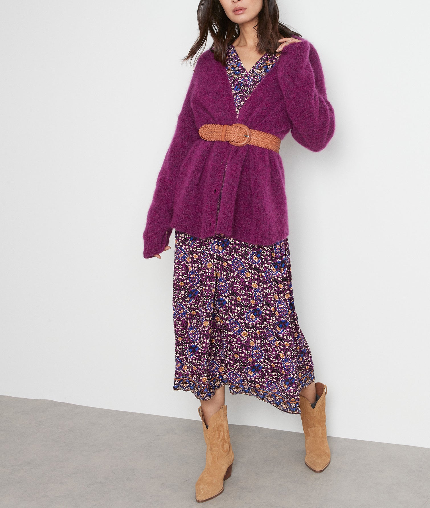 Robe longue imprimée fuchsia Ness Faume - seconde main