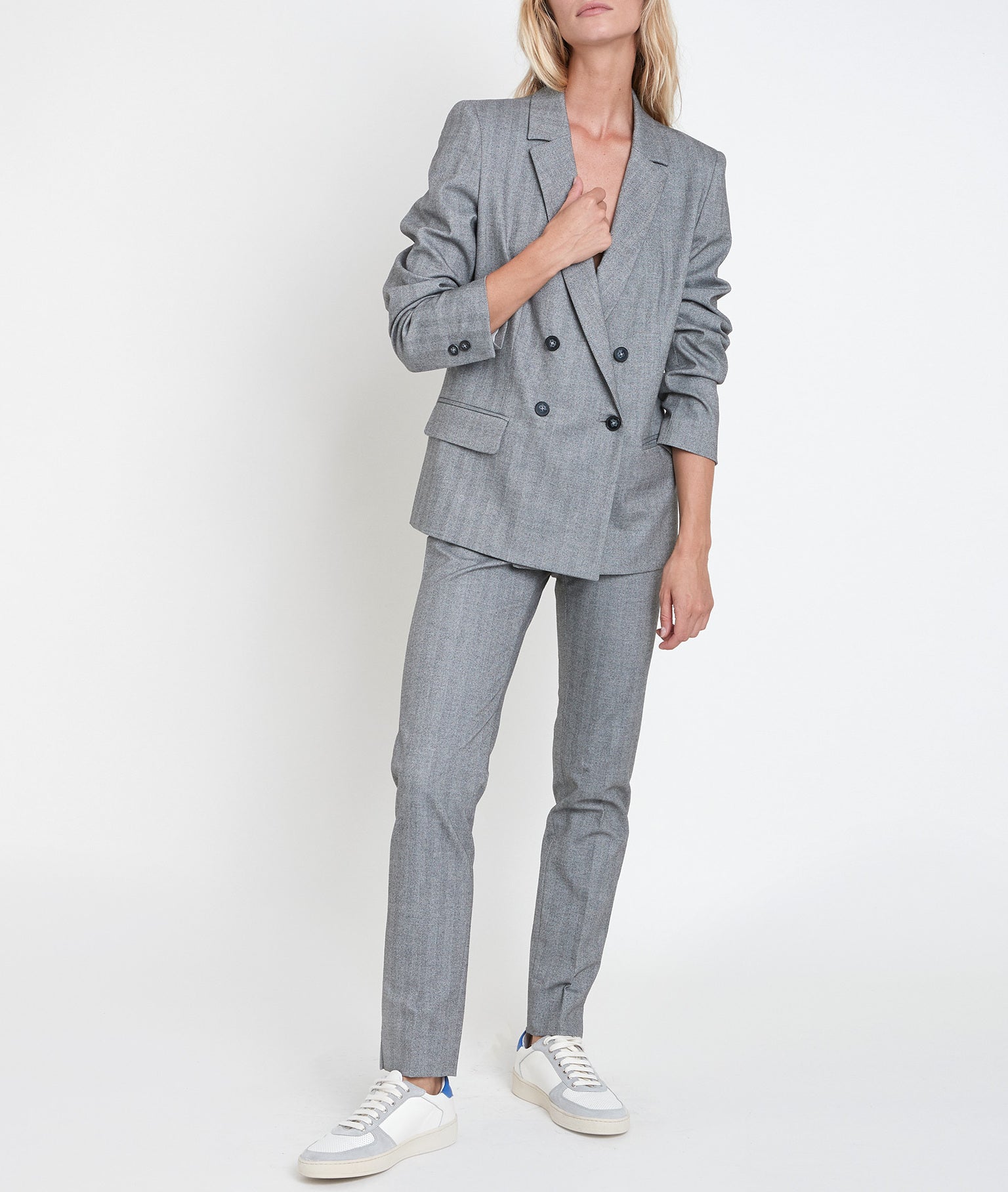 Veste grise à chevrons Tilleul Faume - seconde main