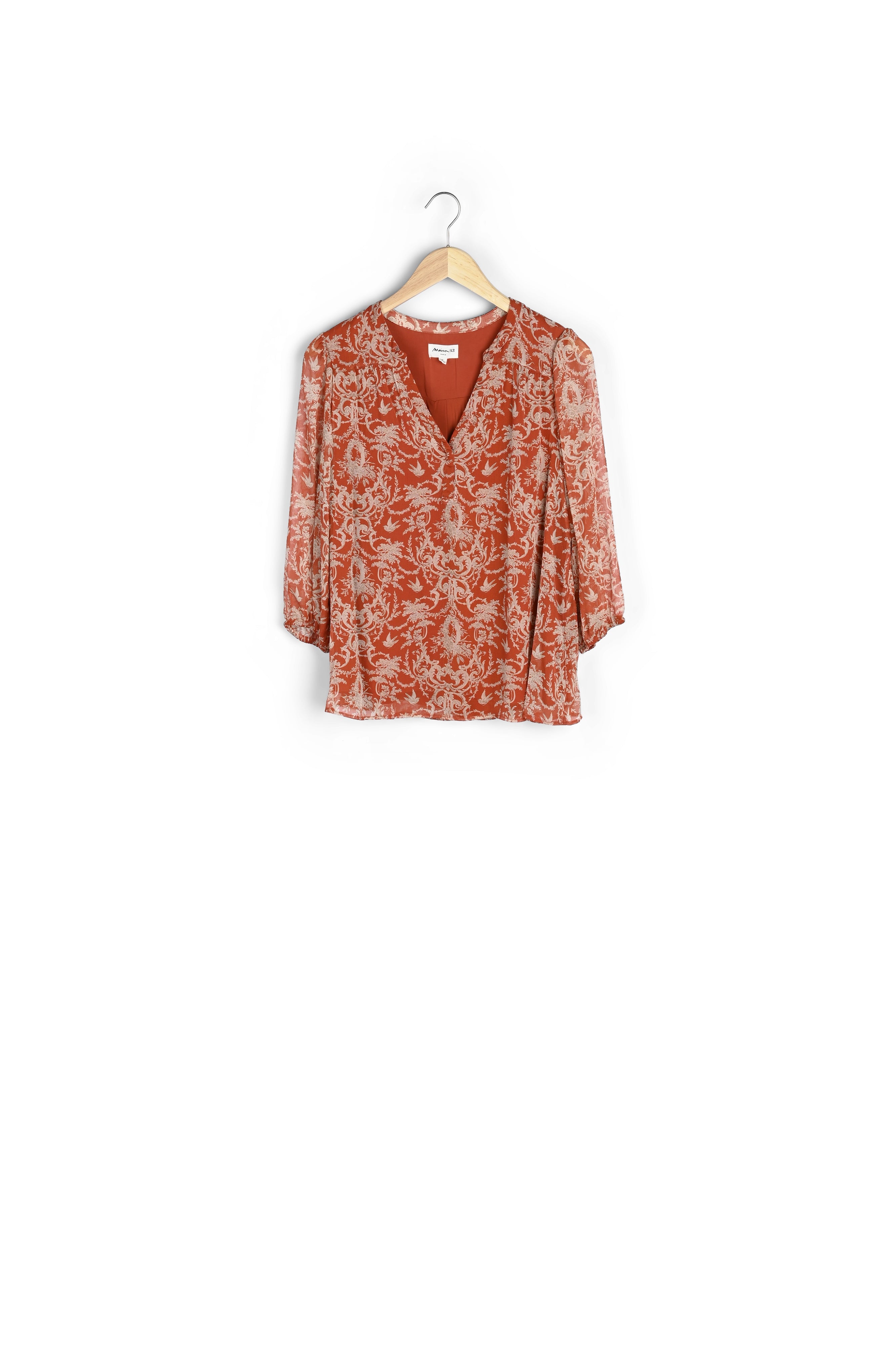 Blouse orange imprimée Elsa Faume - seconde main