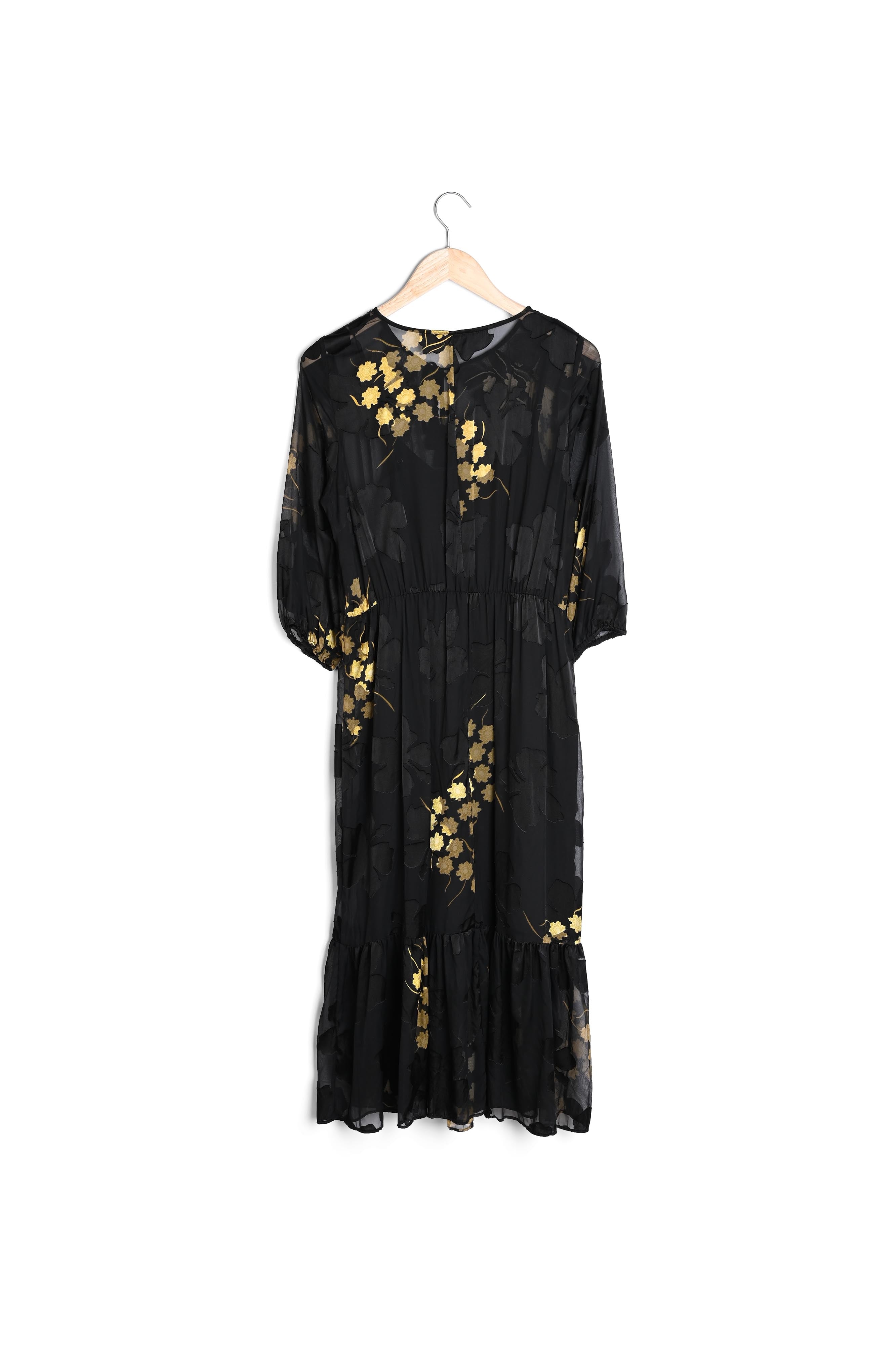 Robe noire longue imprimée Rena Faume - seconde main