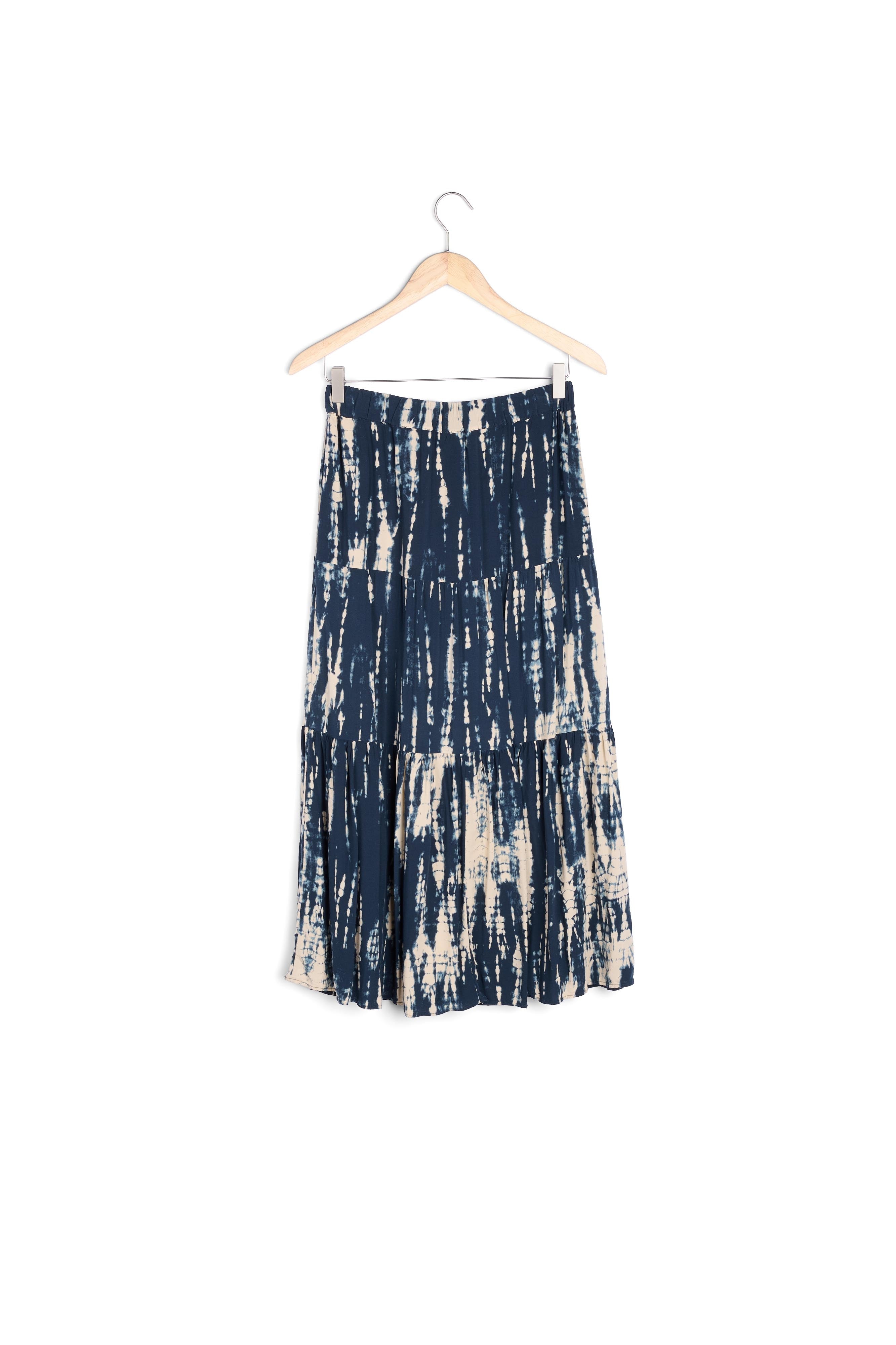 Jupe mi-longue imprimée noire Dakota Faume - seconde main