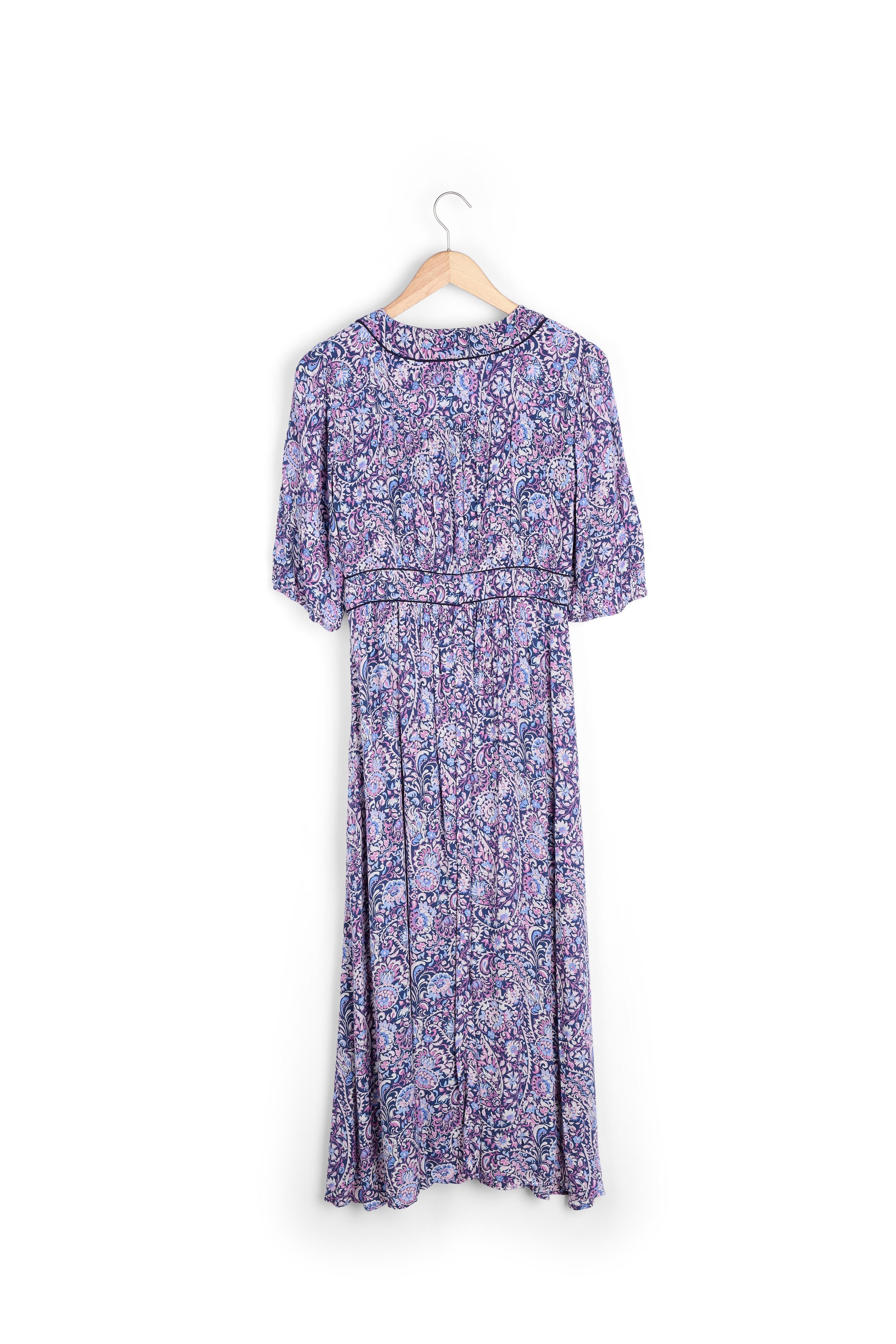 Robe longue imprimée bleue Lala Faume - seconde main