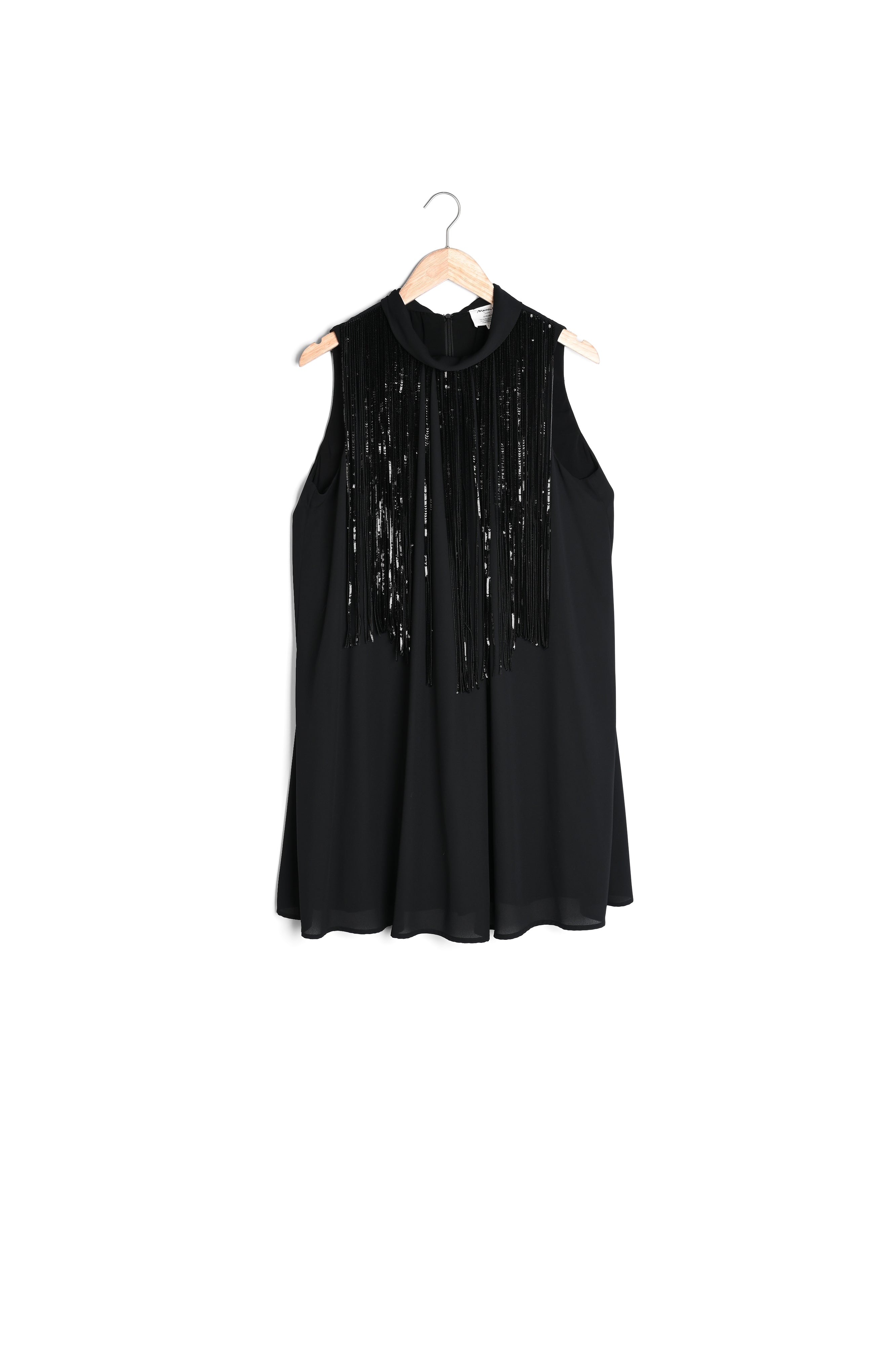 Robe noire sans manches à franges sequins Chachacha Faume - seconde main