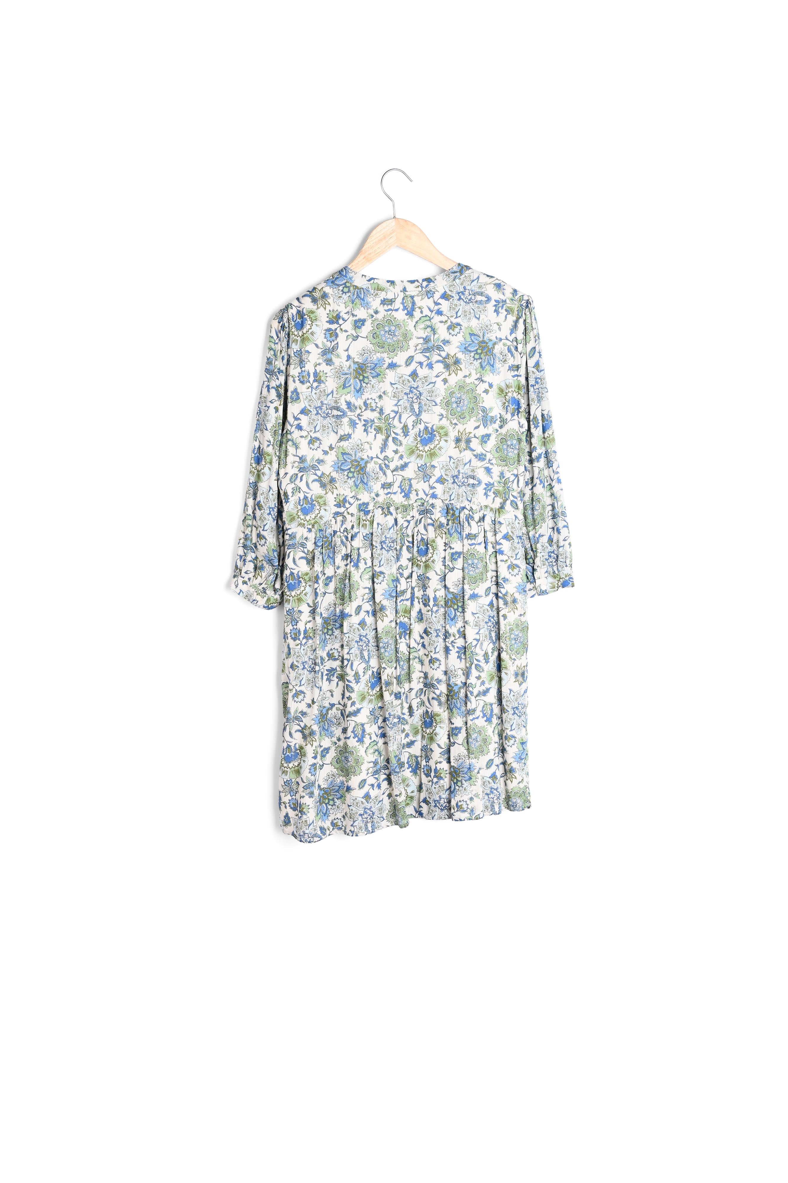 Robe courte et légère à l'imprimé fleuri bleu Calypso Faume - seconde main