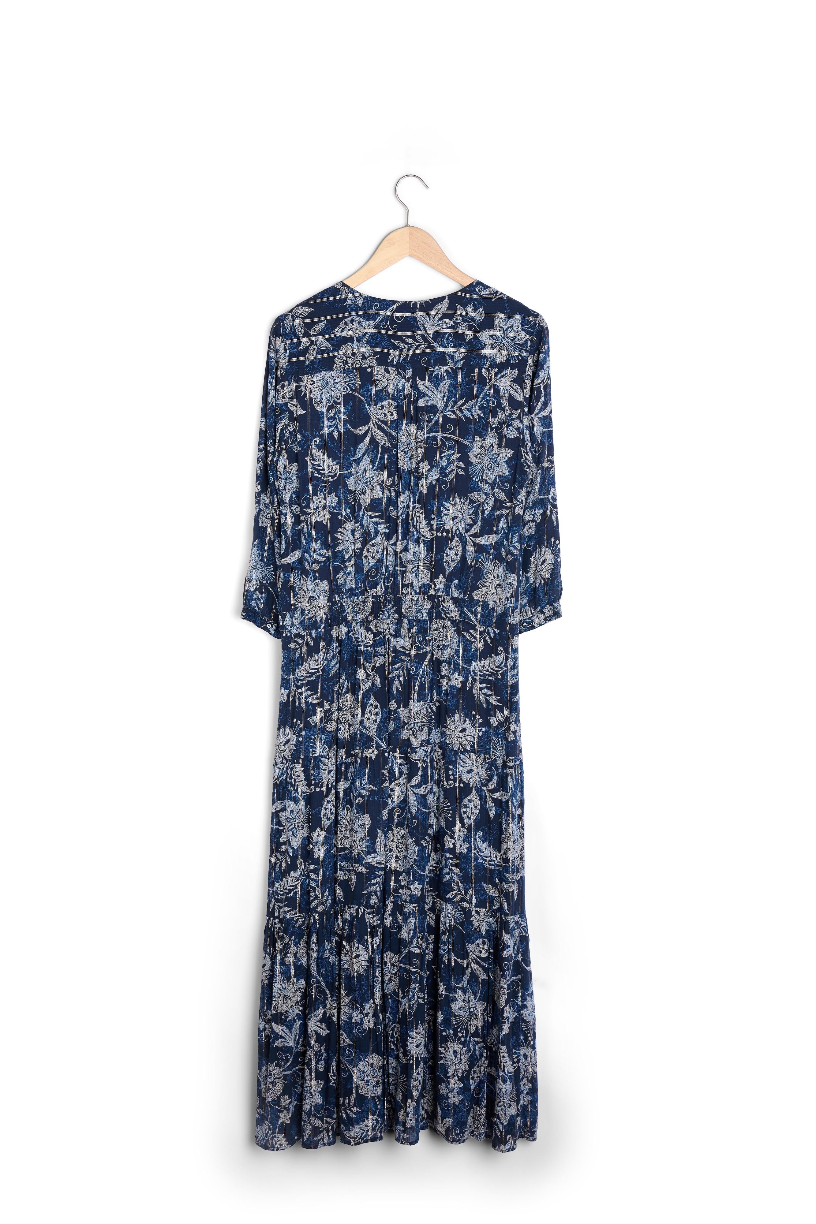 Robe longue imprimée bleu marine Laly Faume - seconde main