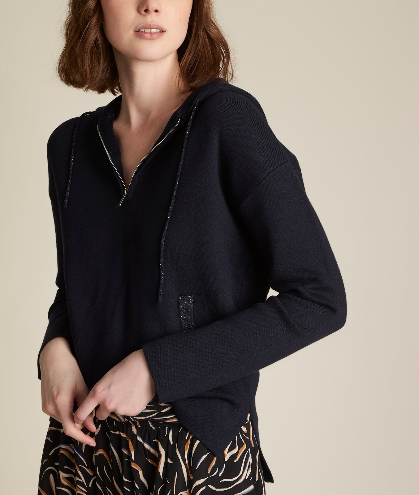 Pull à capuche marine Danemone Faume - seconde main