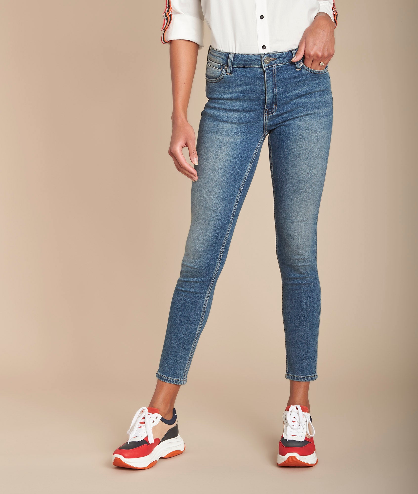 L'Audacieux skinny : jean stone used Sally Faume - seconde main