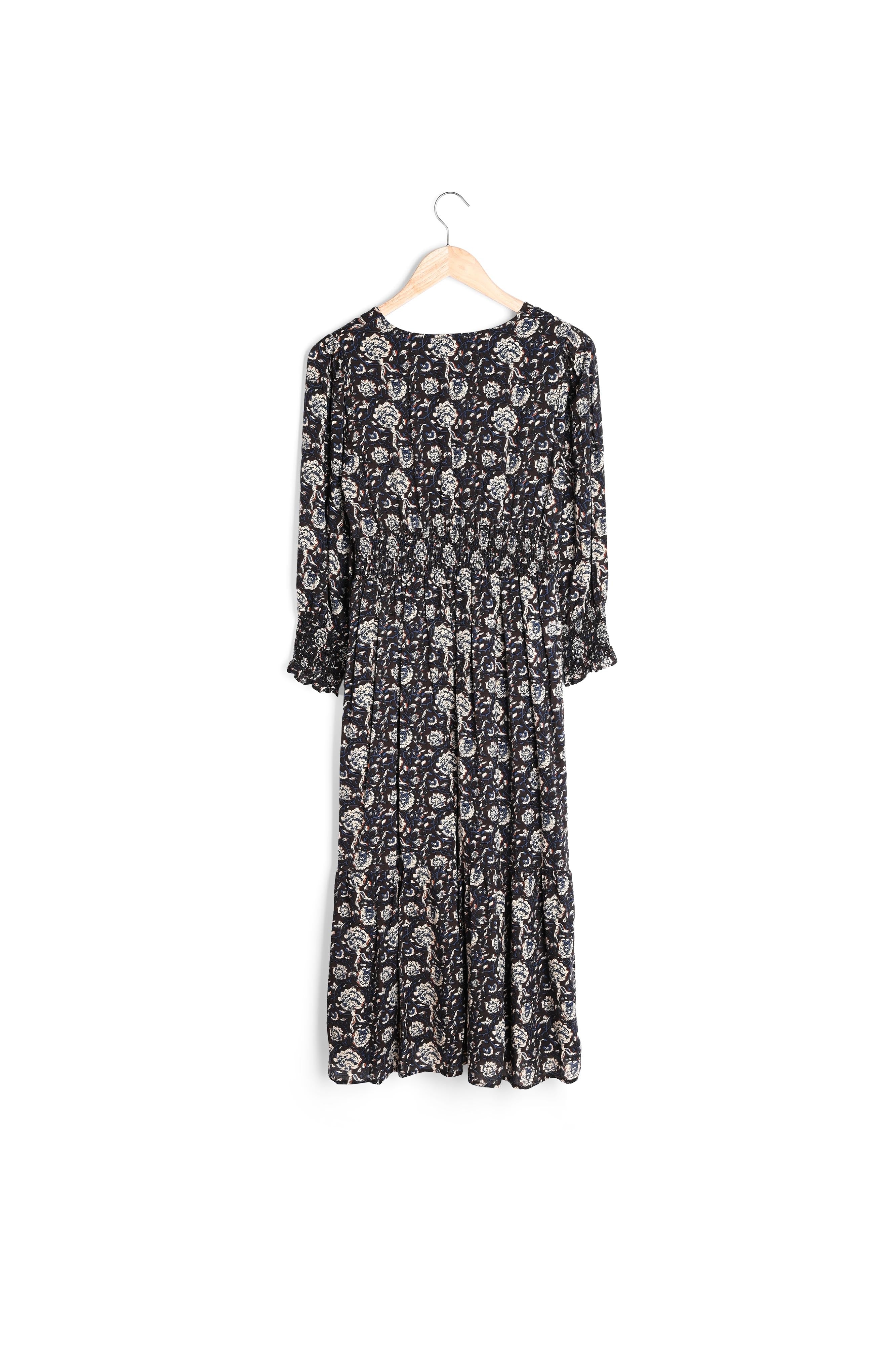 Robe longue à l'imprimée fleuri noire Nancy Faume - seconde main