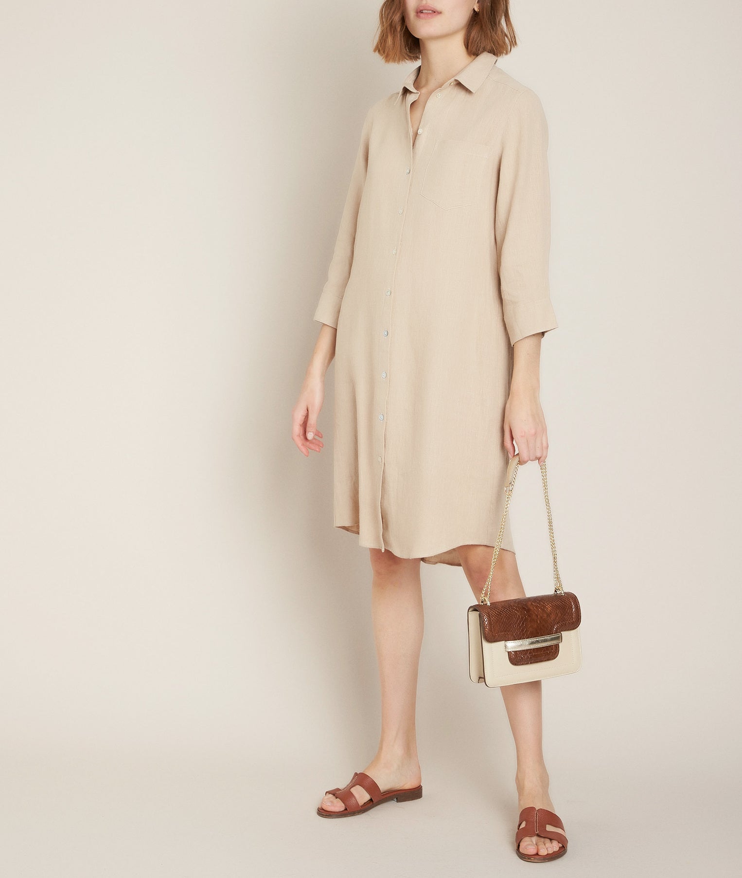Robe chemise en lin beige Céline Faume - seconde main