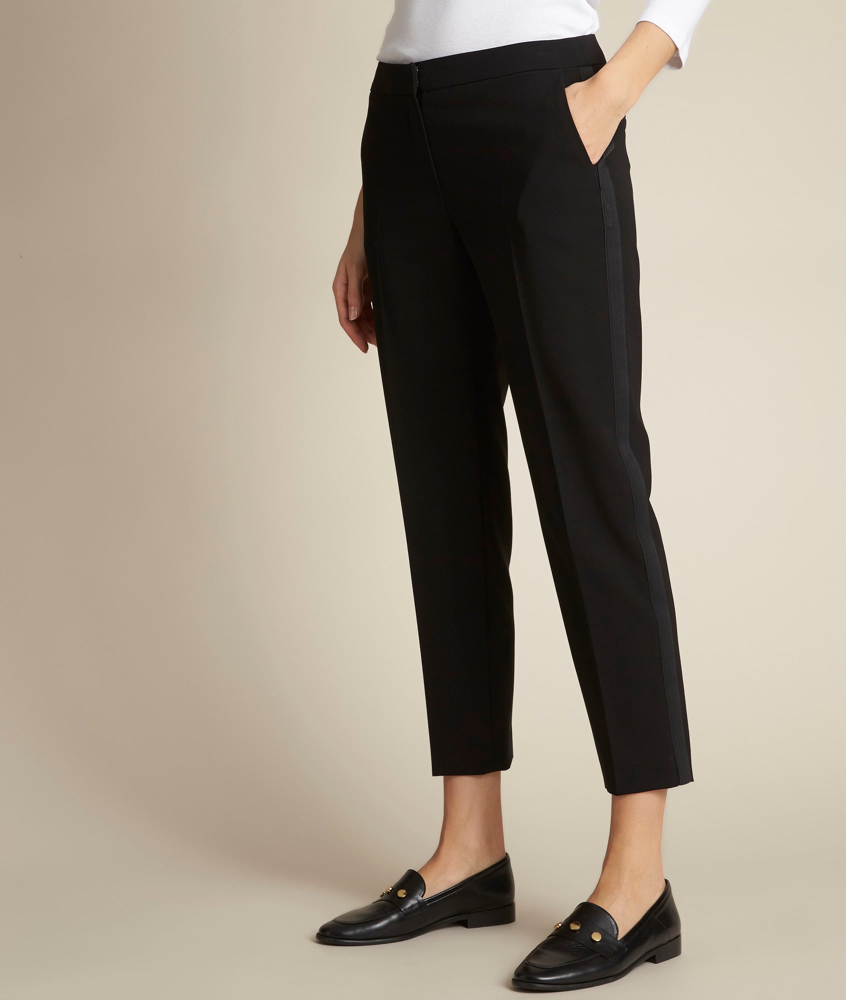 Pantalon en microfibre cigarette noir Suzanne Faume - seconde main