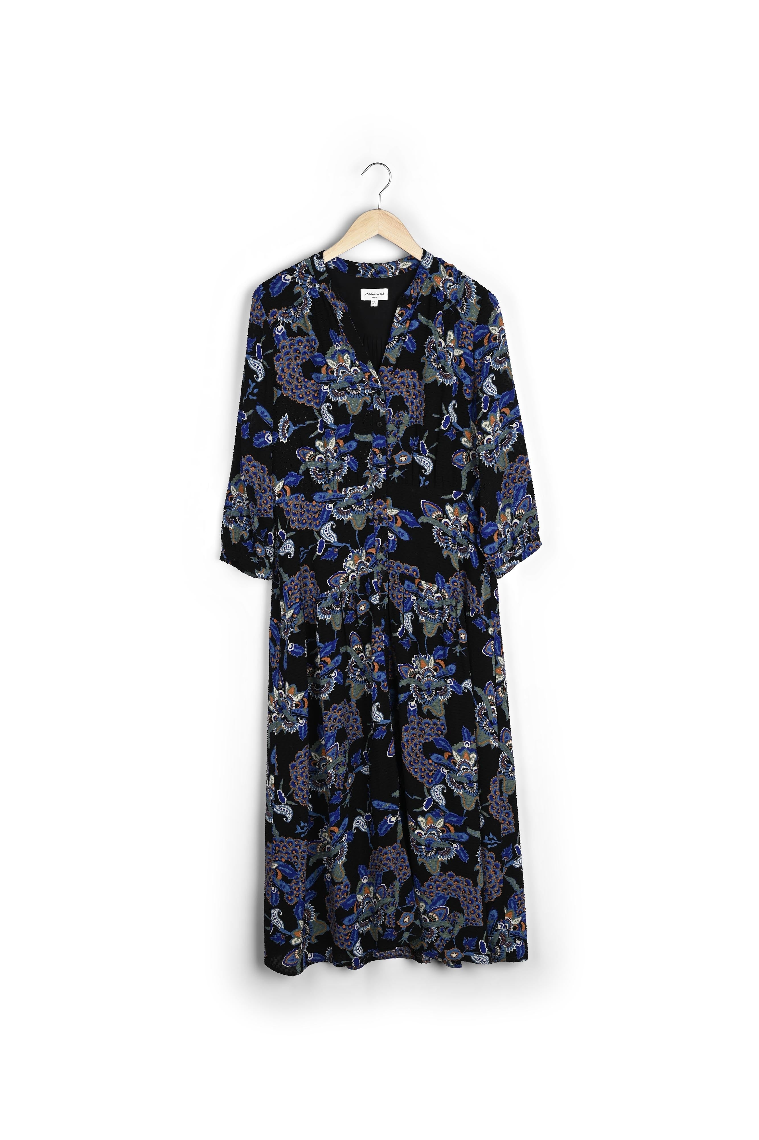 Robe chemise longue à l'imprimé floral bleu Sia Faume - seconde main