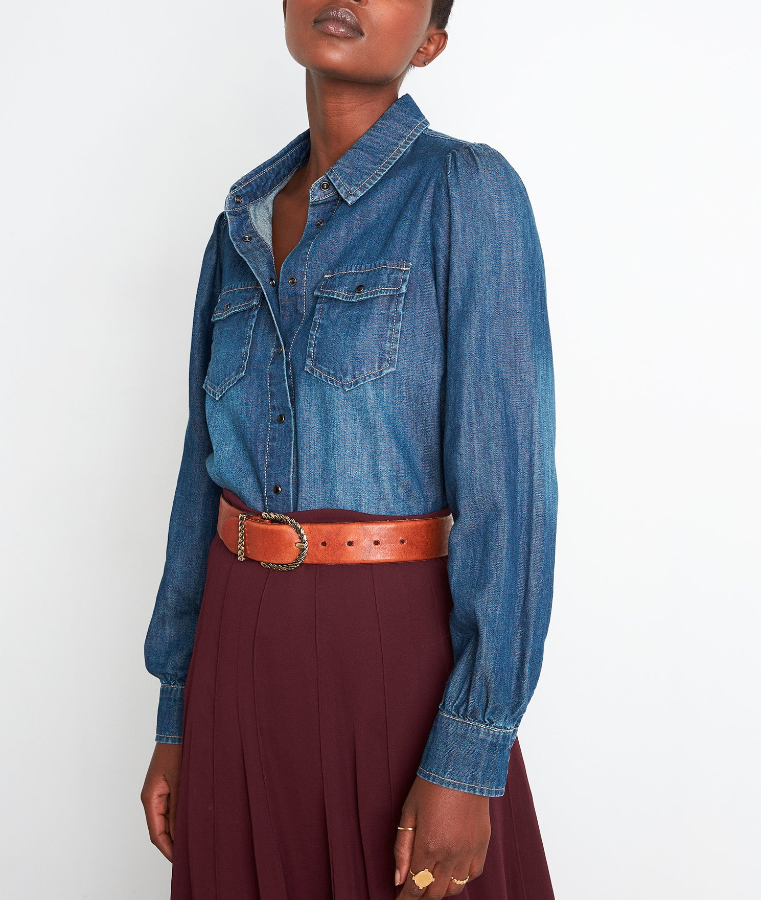 Chemise en denim brut délavé Agathe Faume - seconde main